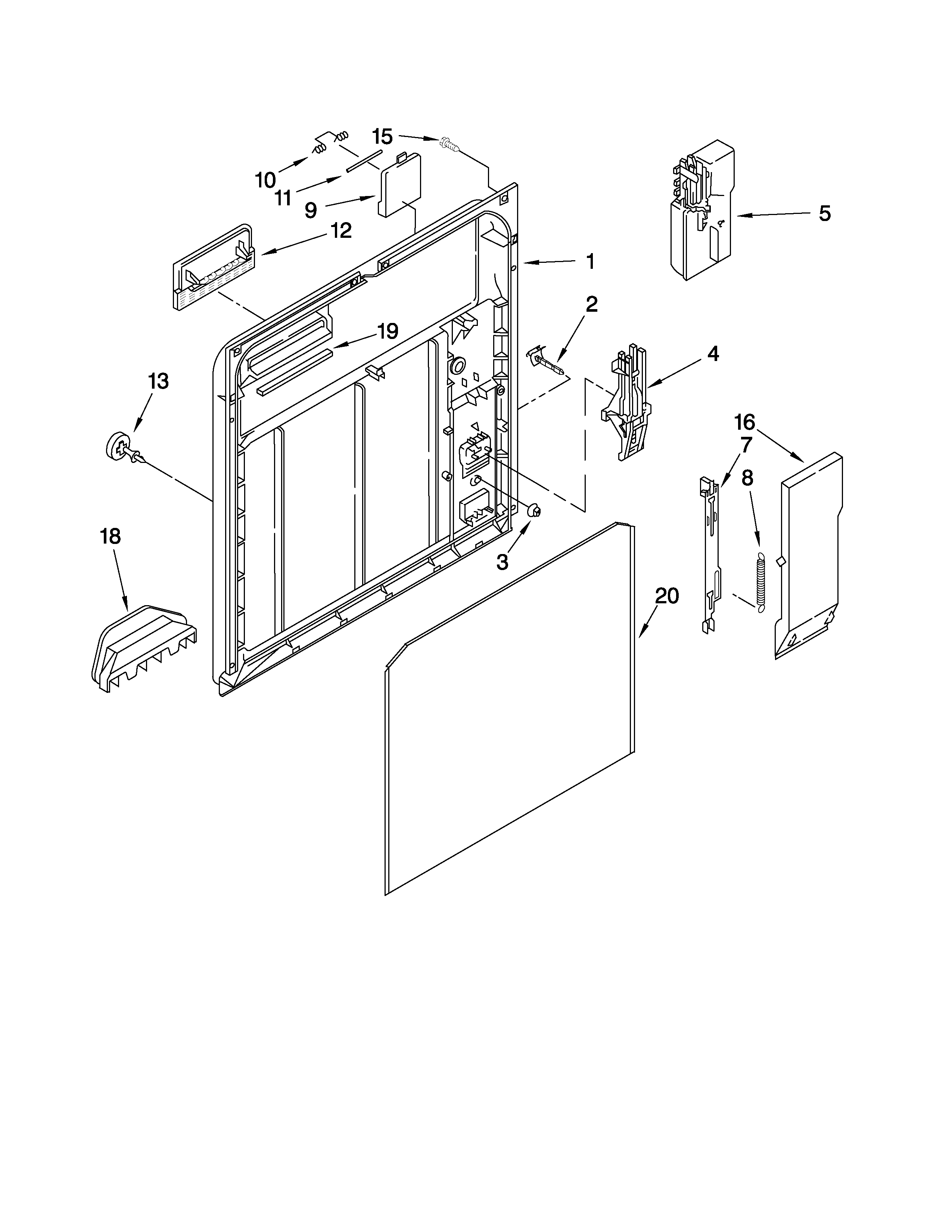 Kenmore 66513443K901 inner door parts diagram