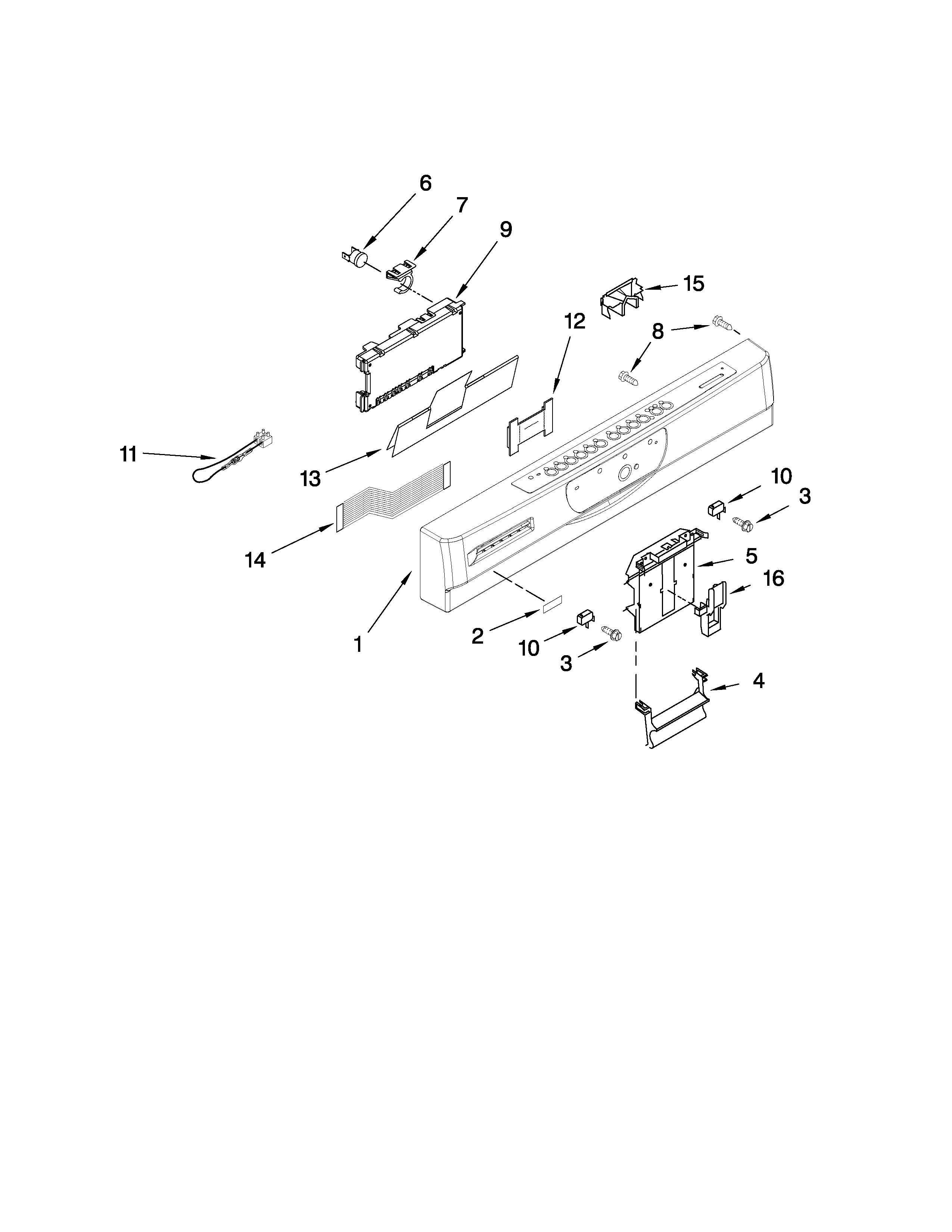 Kenmore 66577982K702 control panel parts diagram