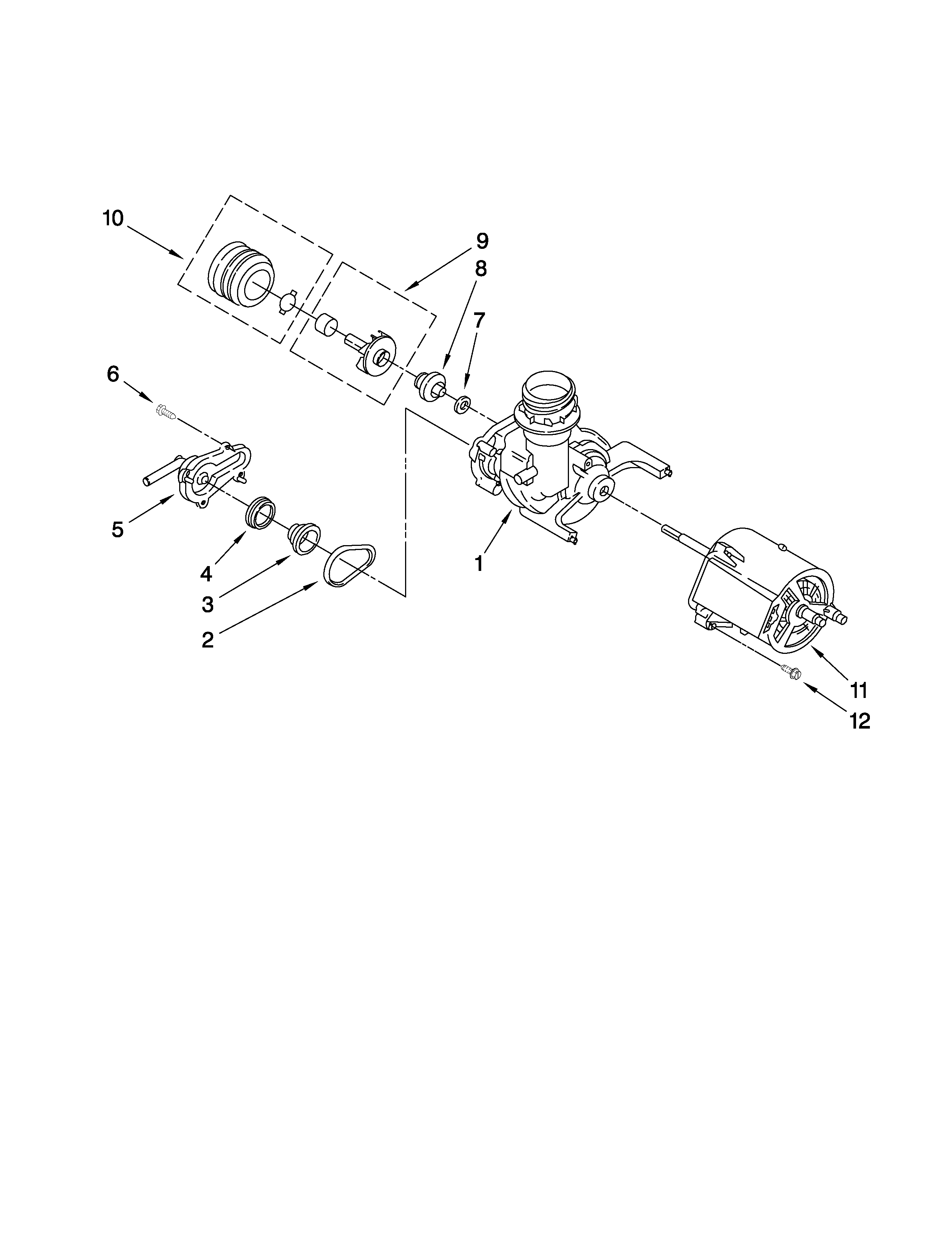 Kenmore 66514212K901 pump and motor parts diagram