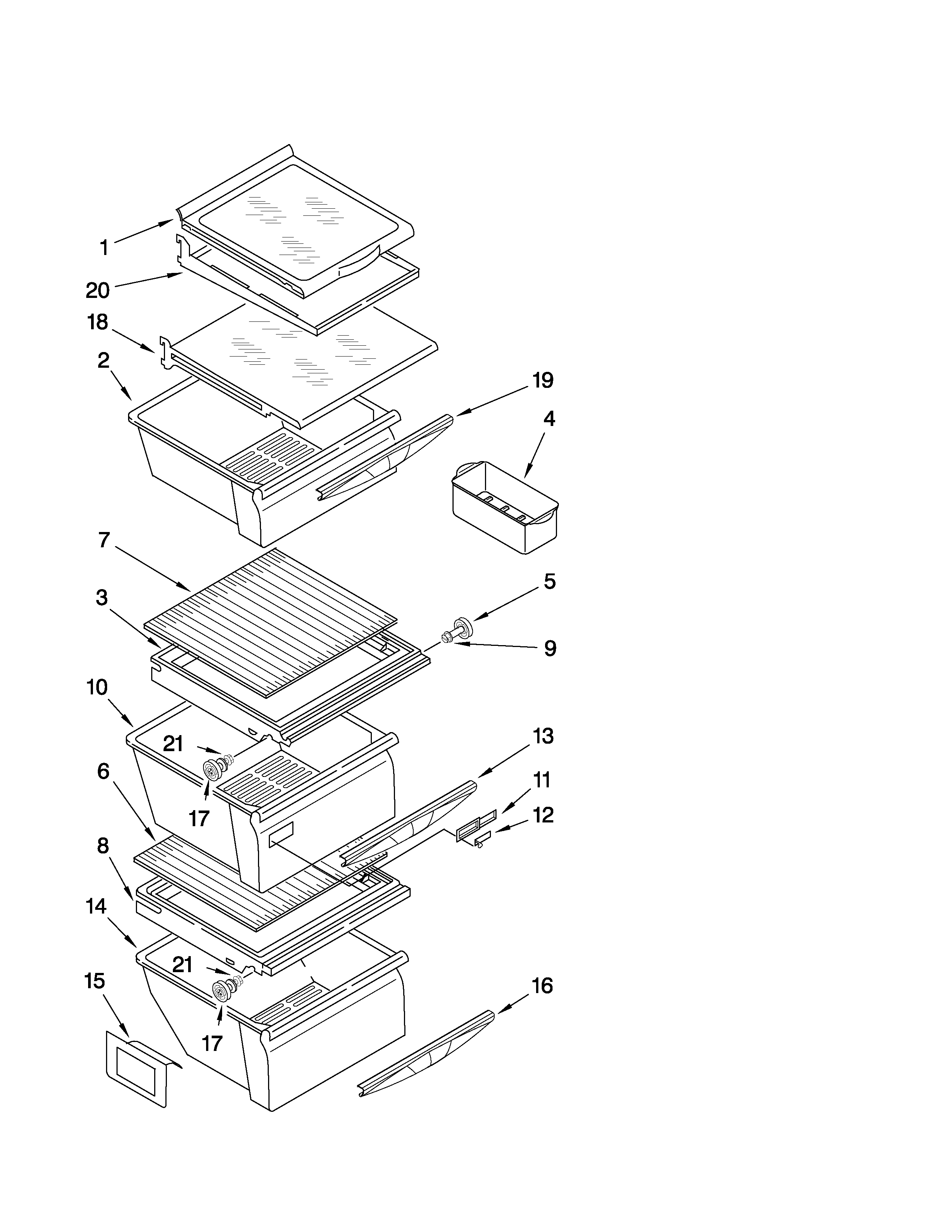 Kenmore 10657916700 refrigerator shelf parts diagram