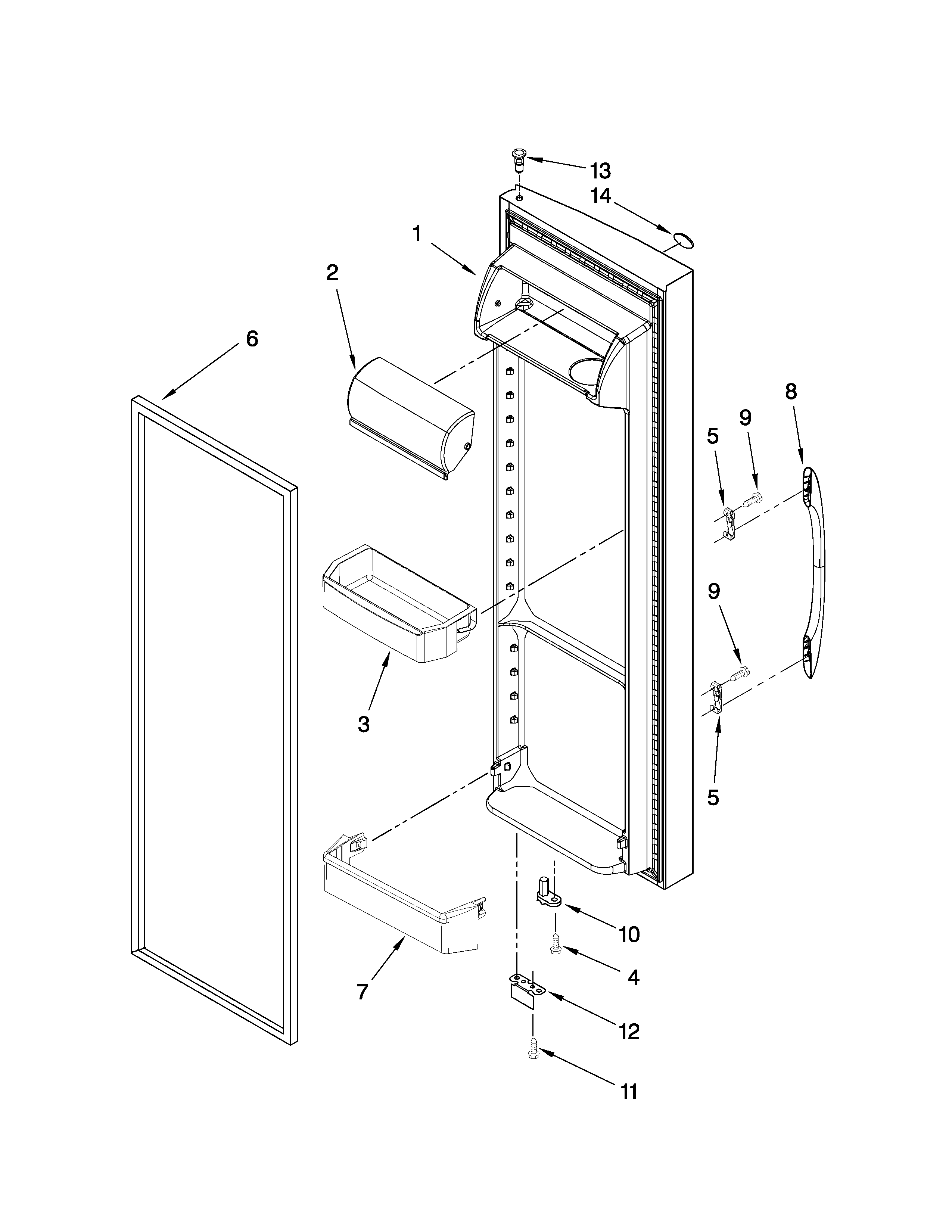 Kenmore 10657916700 refrigerator door parts diagram