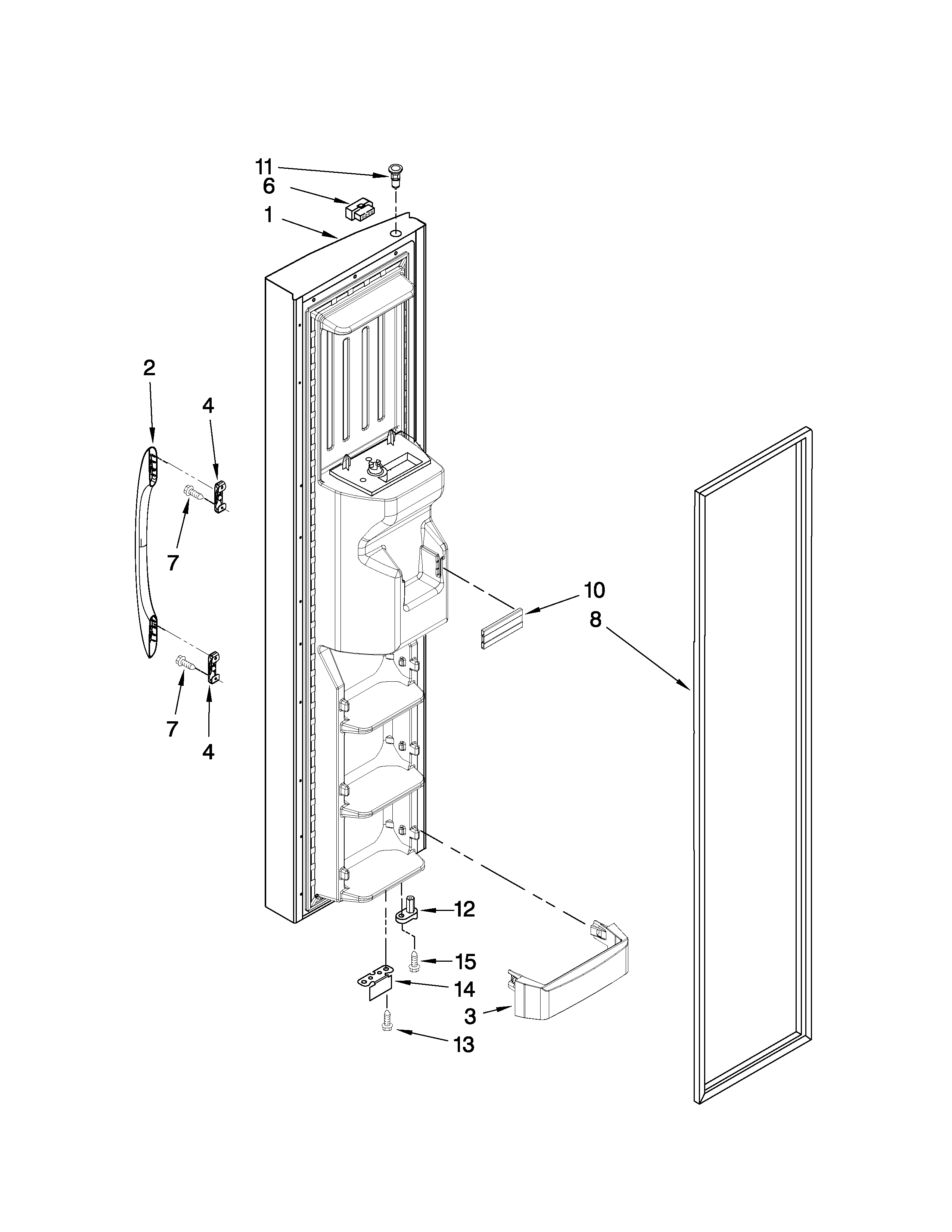 Kenmore 10657916700 freezer door parts diagram