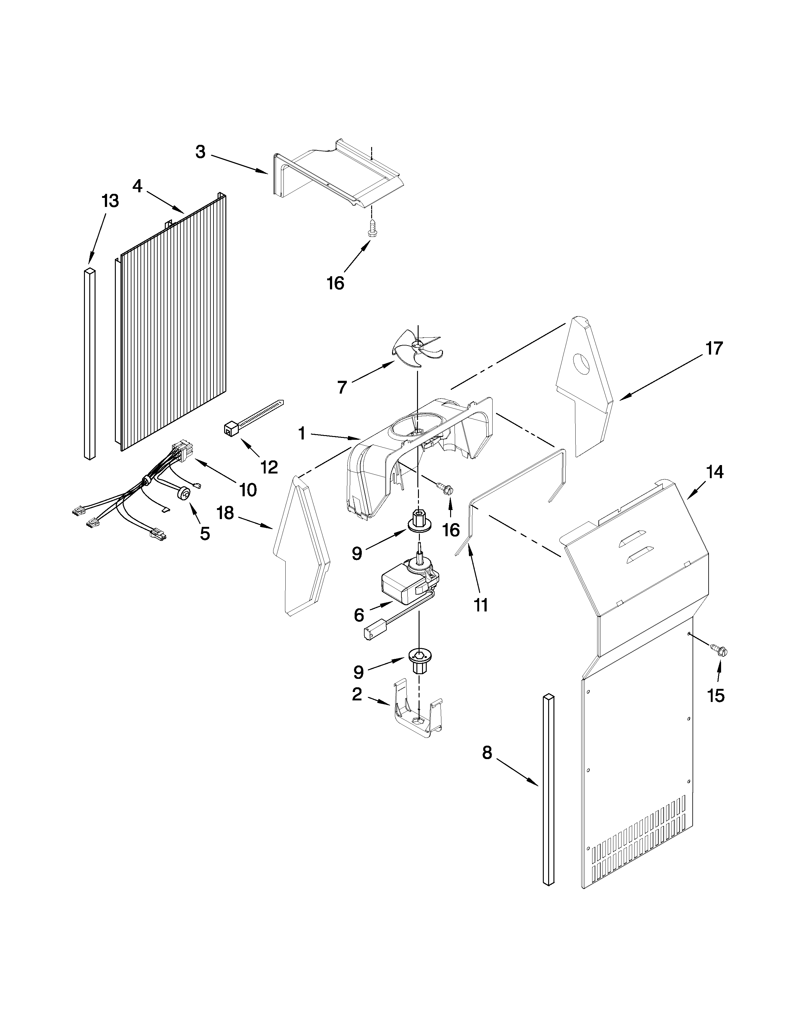 Kenmore 10657916700 air flow parts diagram