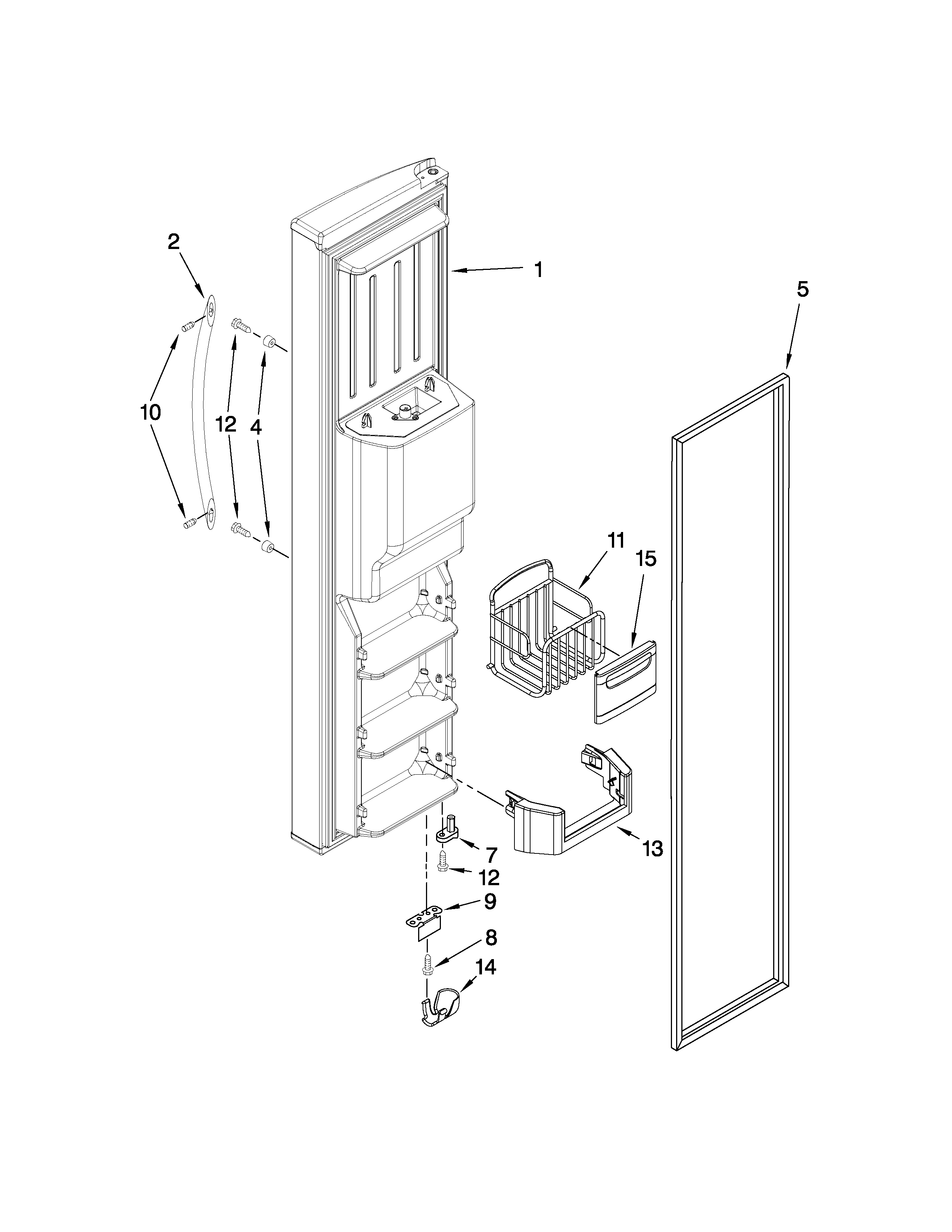 Kenmore Elite 10650446903 freezer door parts diagram