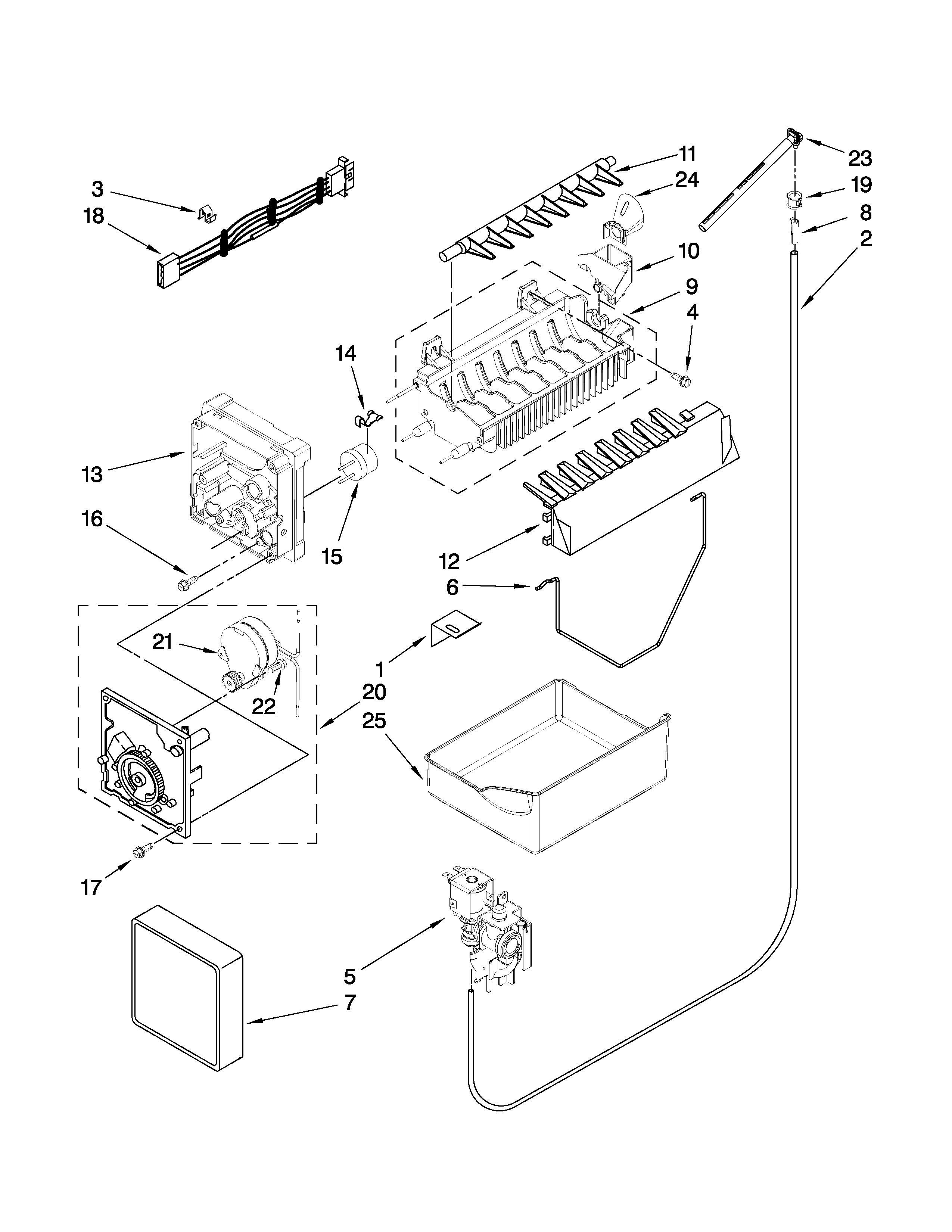 Kenmore 59675232405 icemaker parts diagram