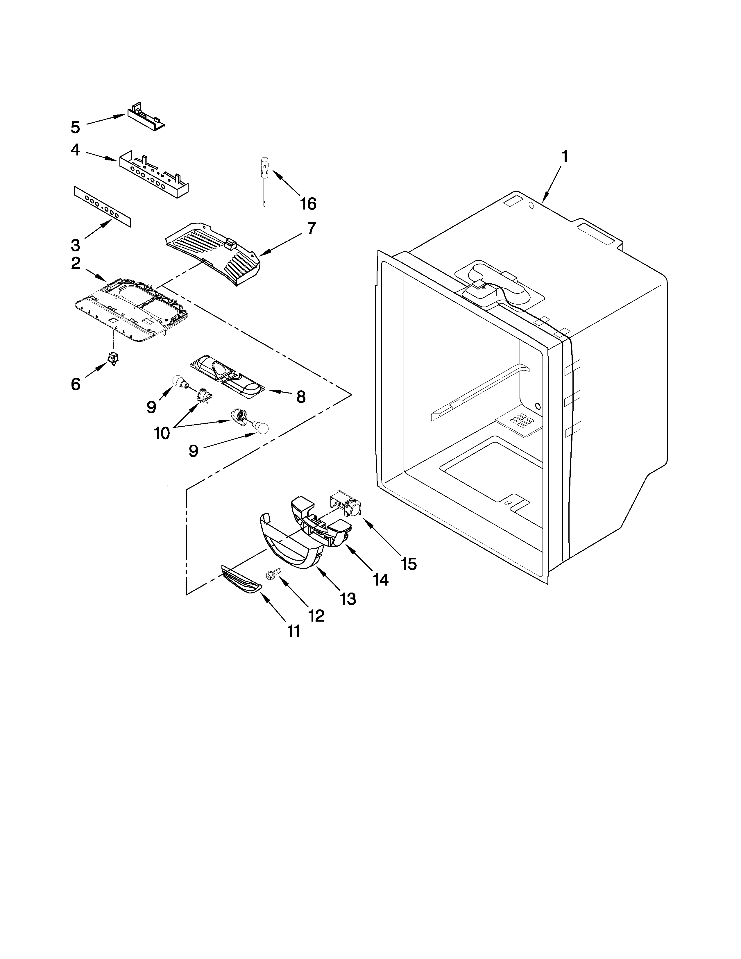Kenmore 59667253601 refrigerator liner parts diagram