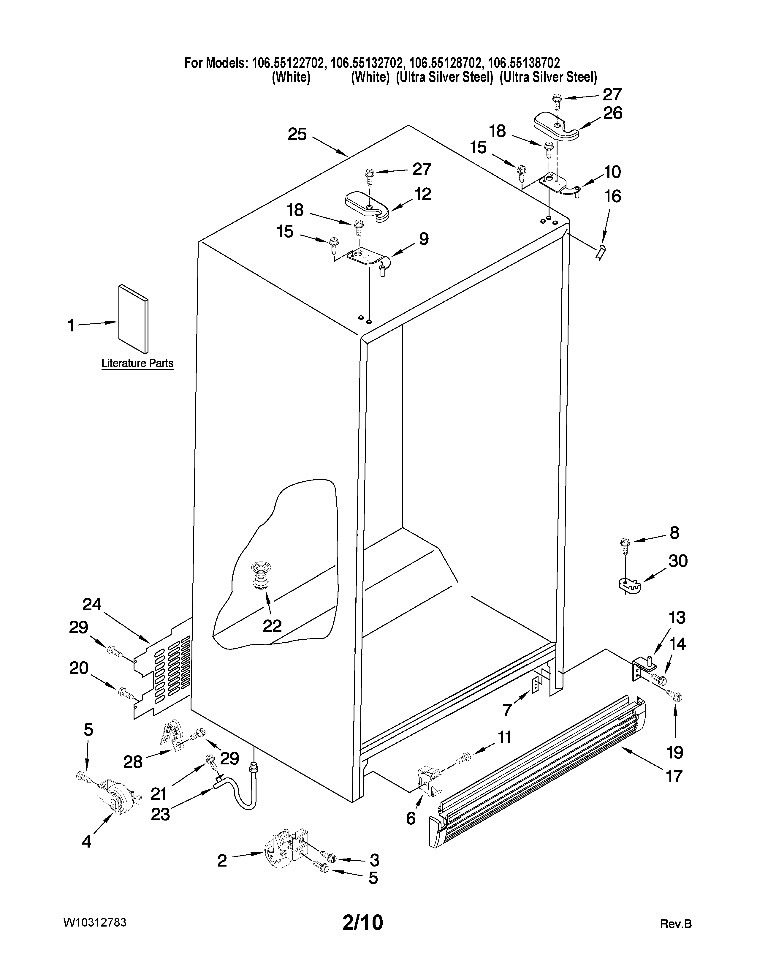 Galaxy 10655138702 cabinet parts diagram