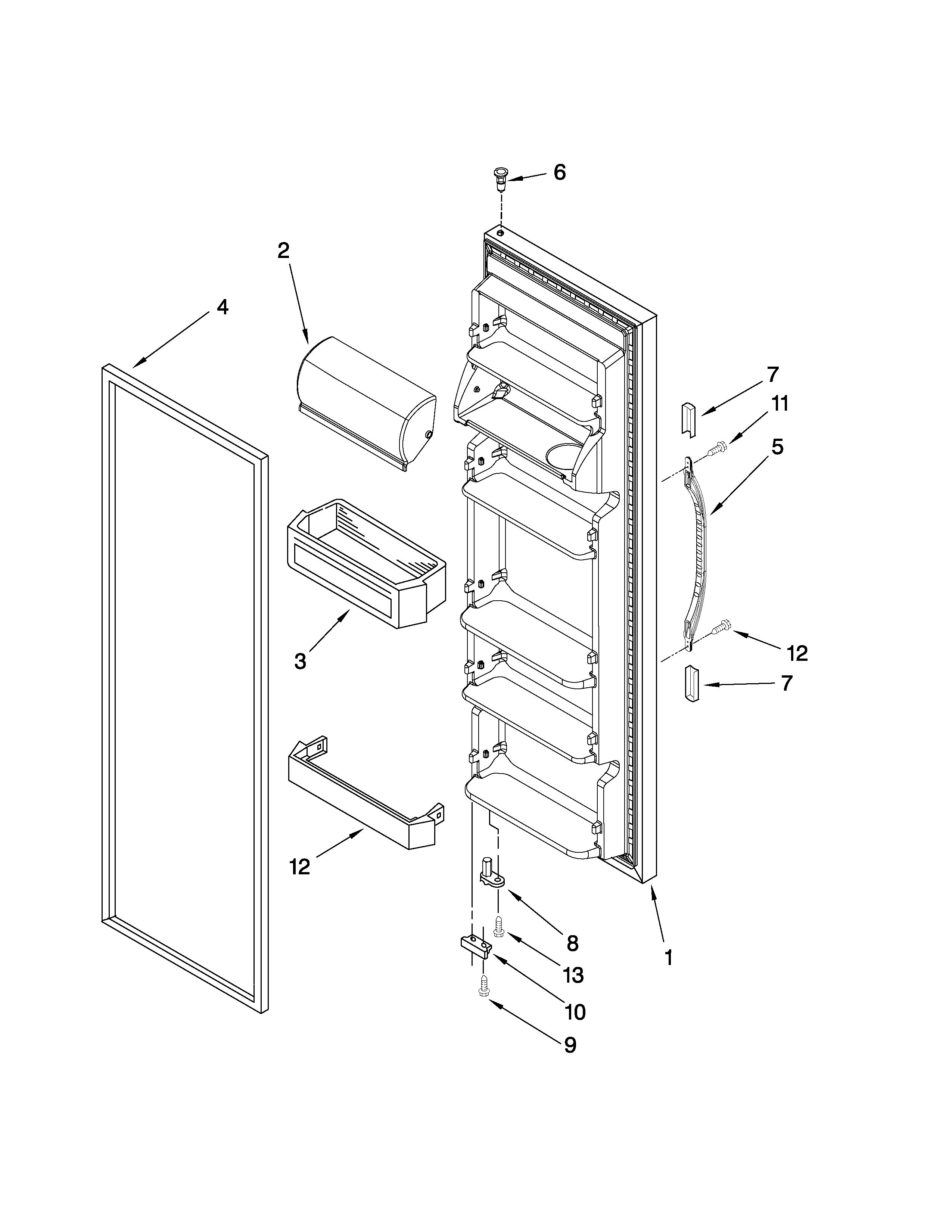Galaxy 10655138702 refrigerator door parts diagram