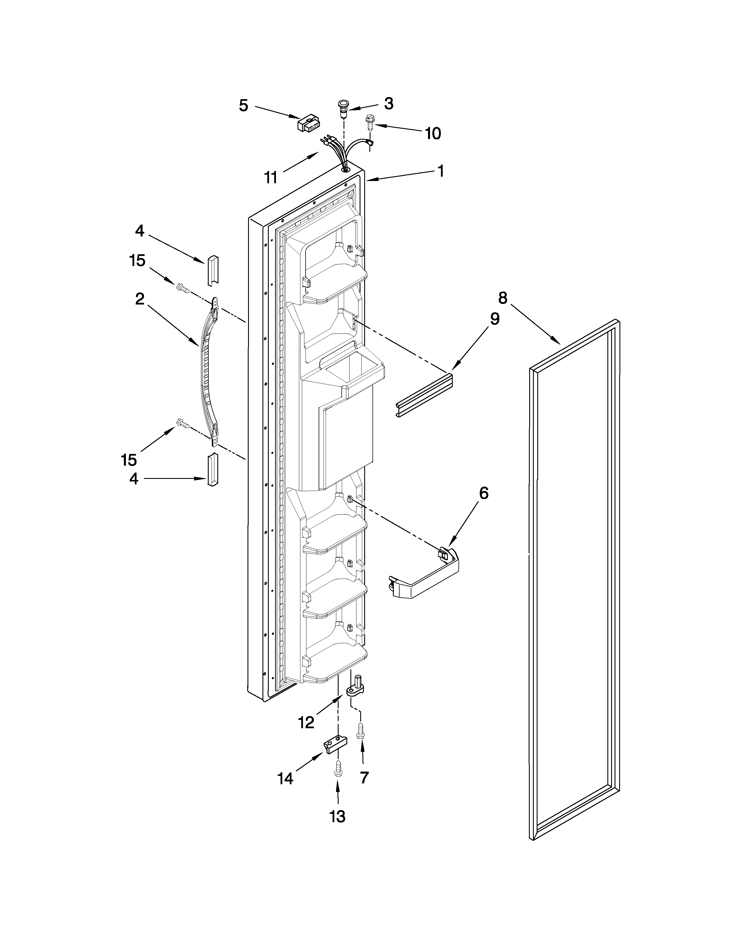 Galaxy 10655138702 freezer door parts diagram