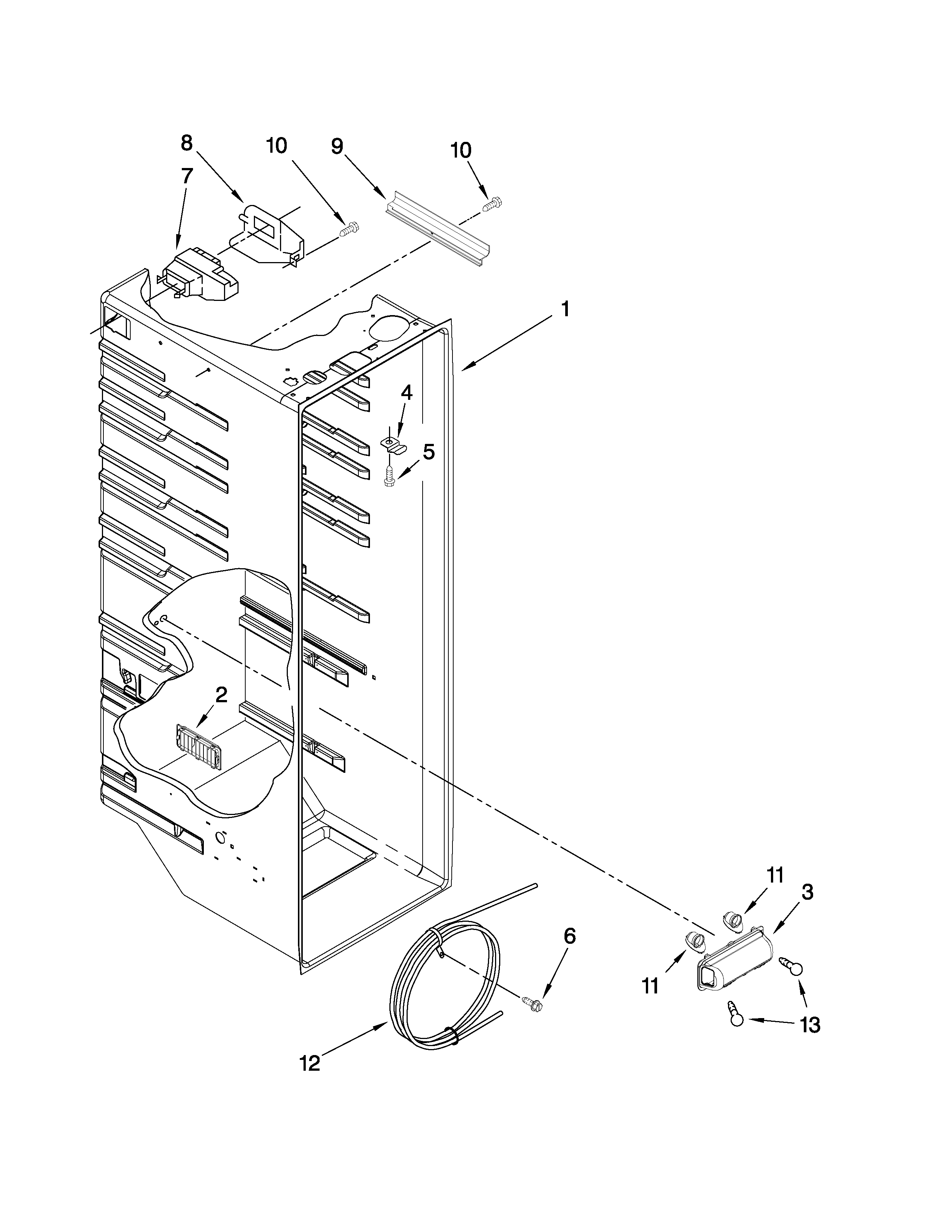 Kenmore 10658124701 refrigerator liner parts diagram