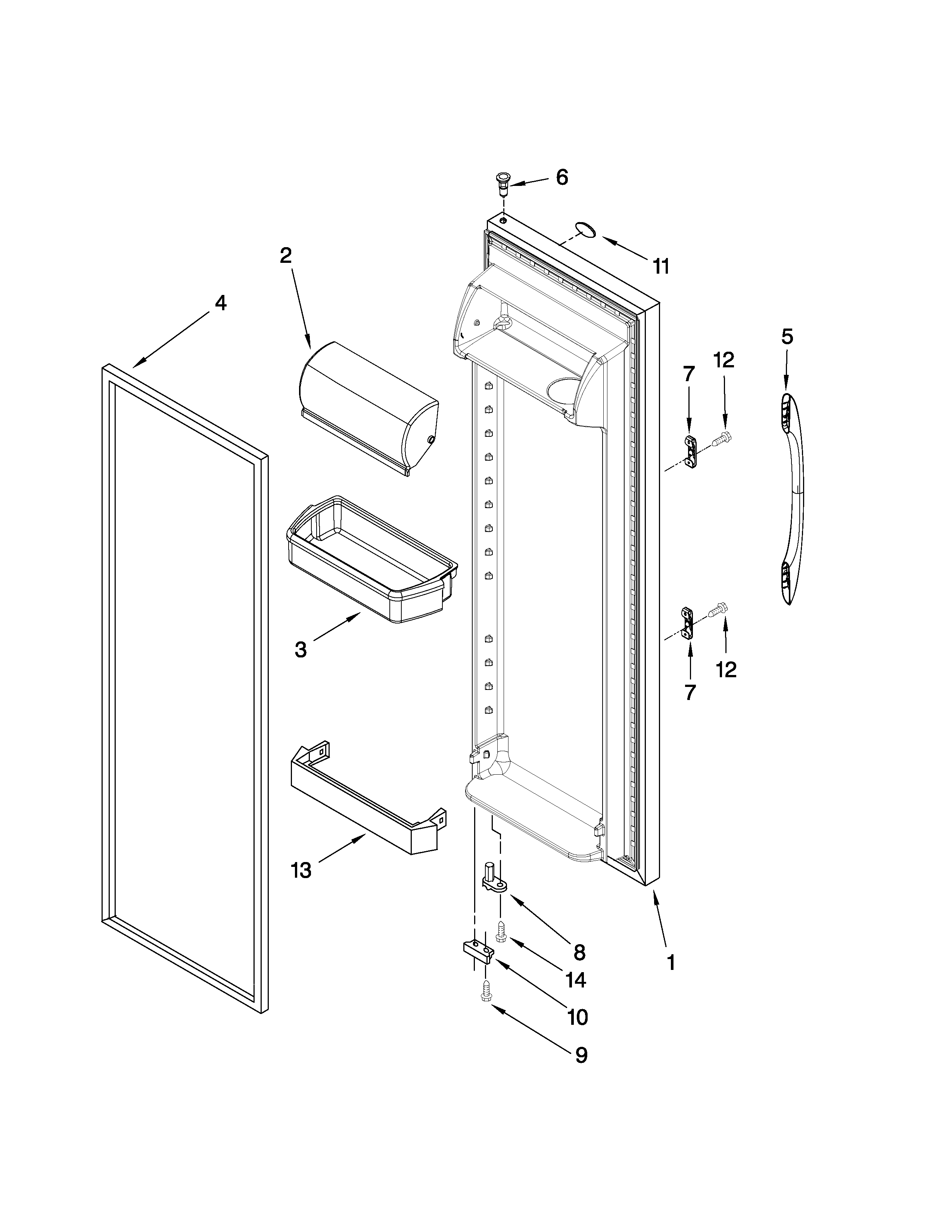 Kenmore 10658124701 refrigerator door parts diagram