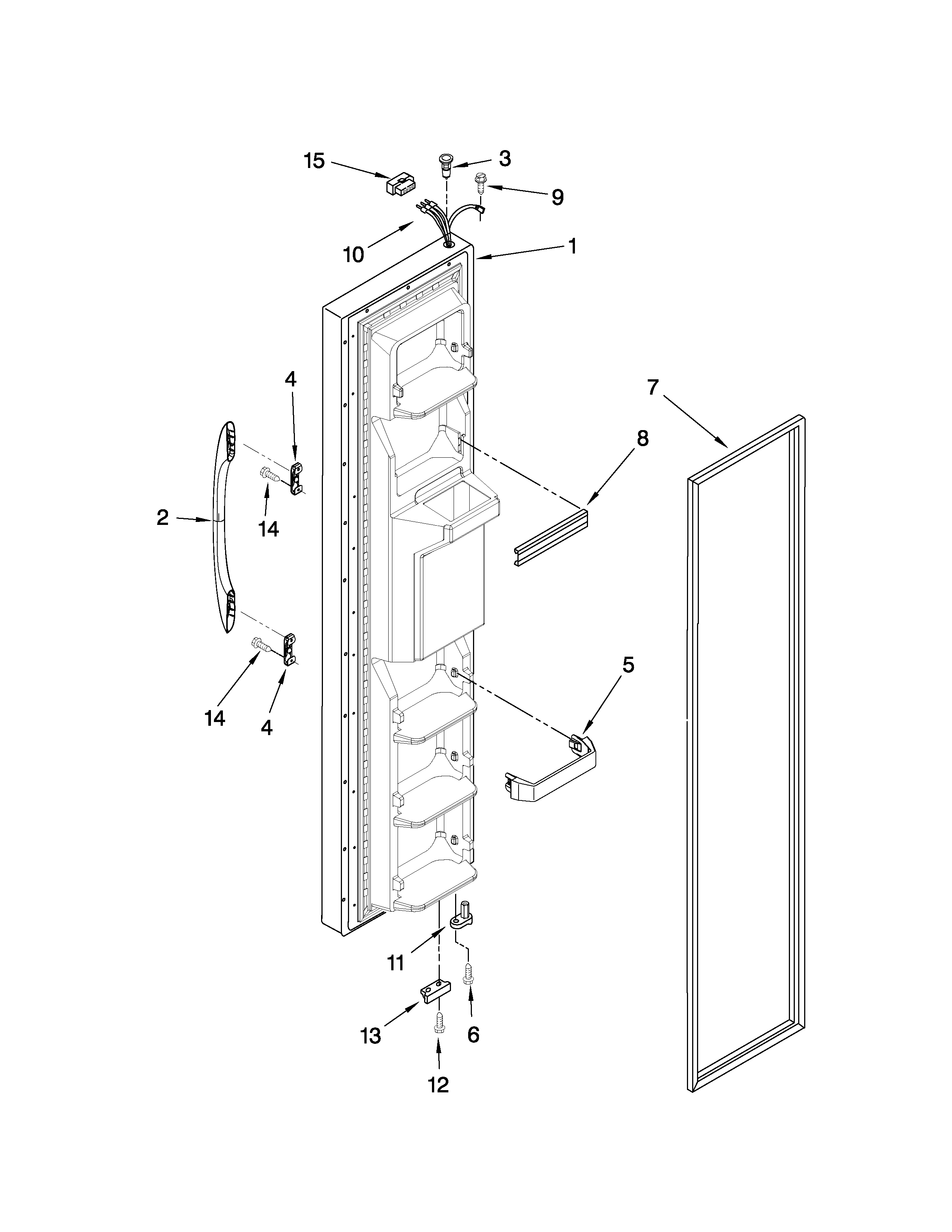 Kenmore 10658124701 freezer door parts diagram