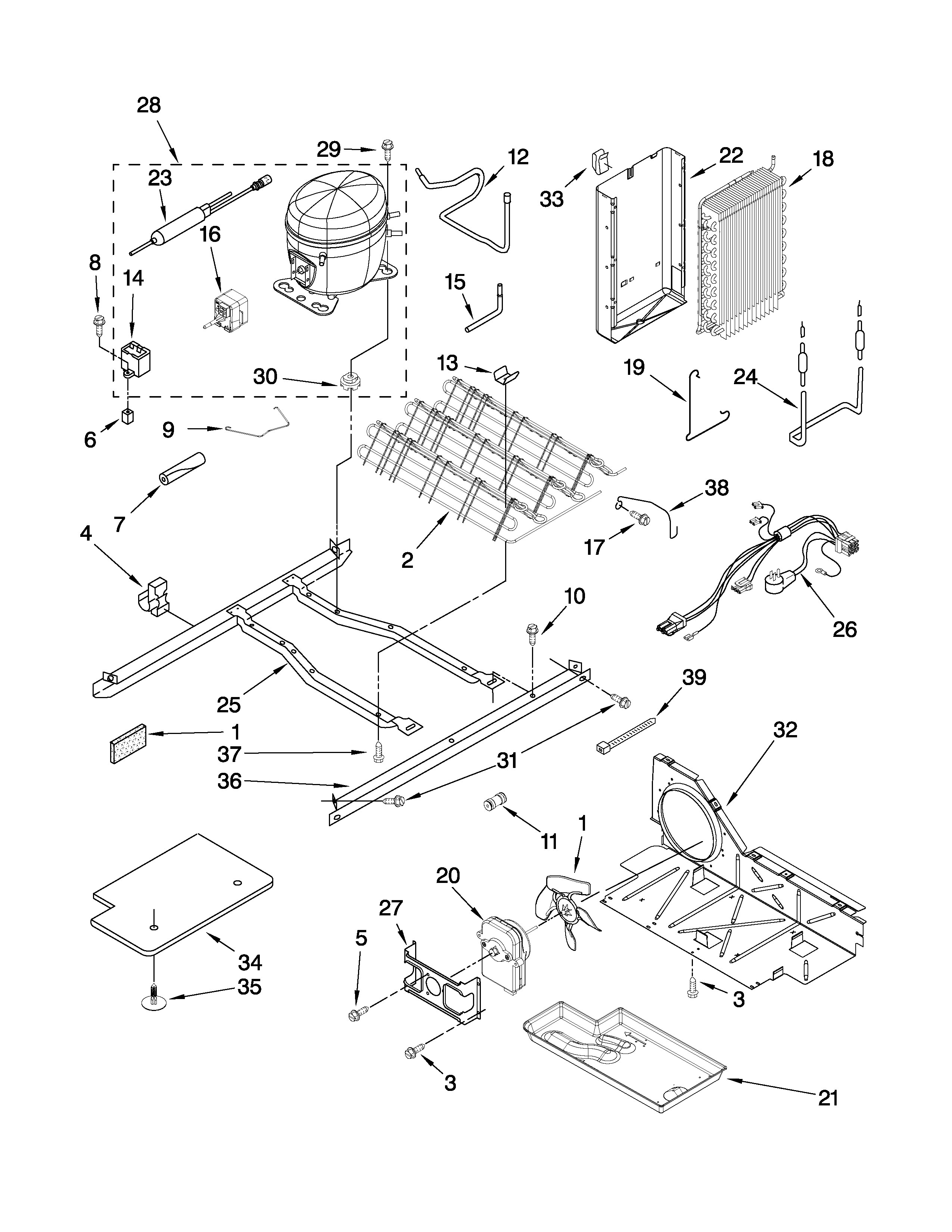 Kenmore 10658124701 unit parts diagram
