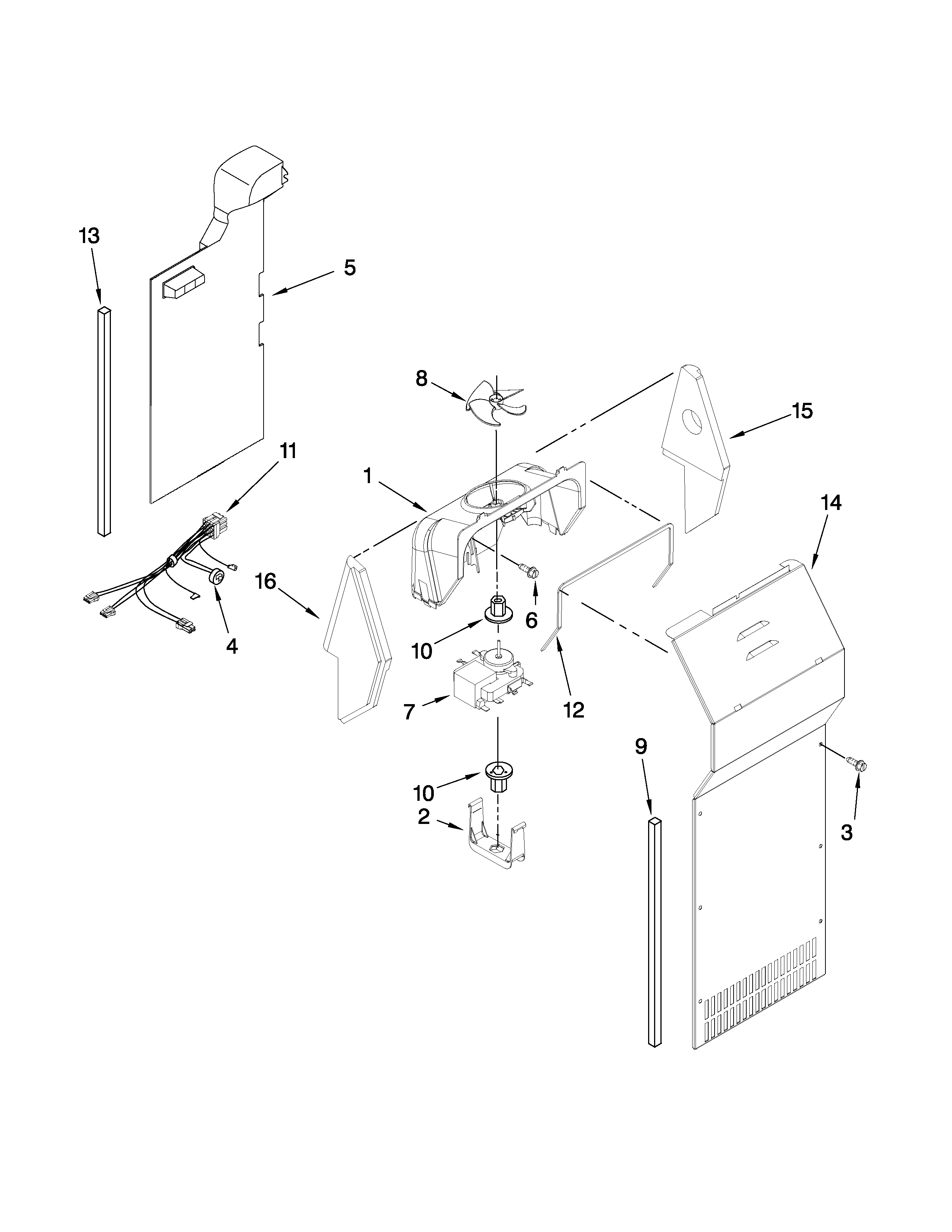 Kenmore 10658124701 air flow parts diagram