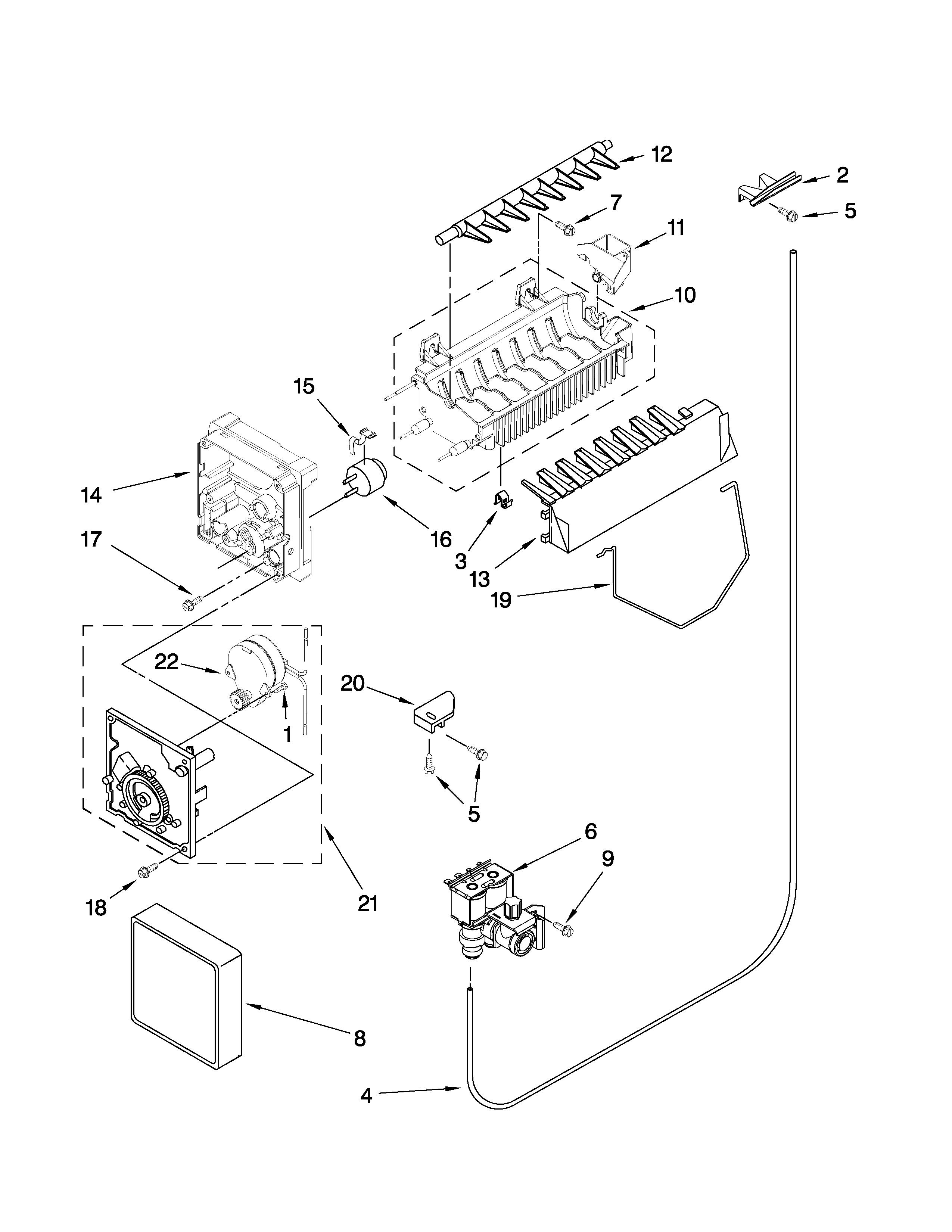 Kenmore 10658124701 icemaker parts diagram