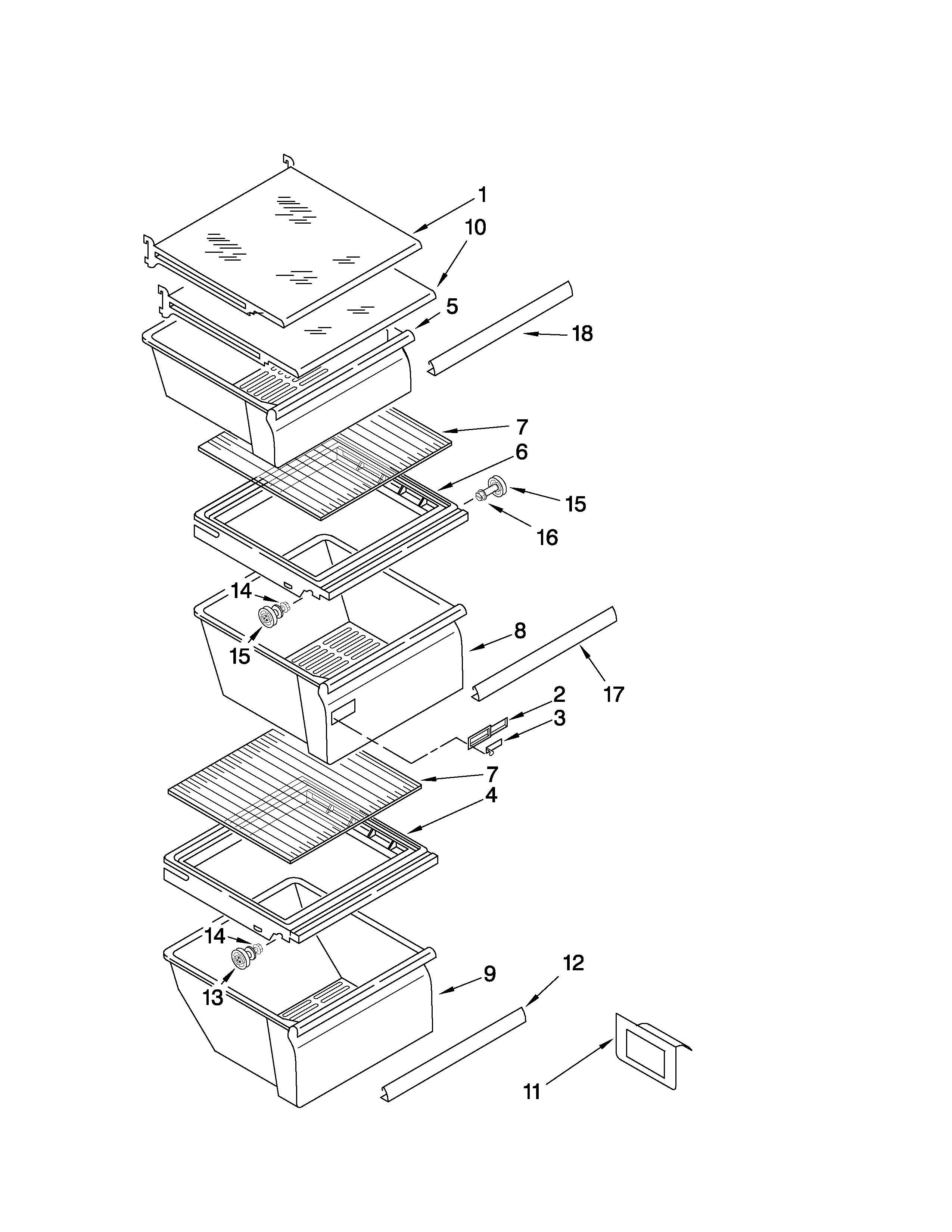 Kenmore Elite 10645433801 refrigerator shelf parts diagram