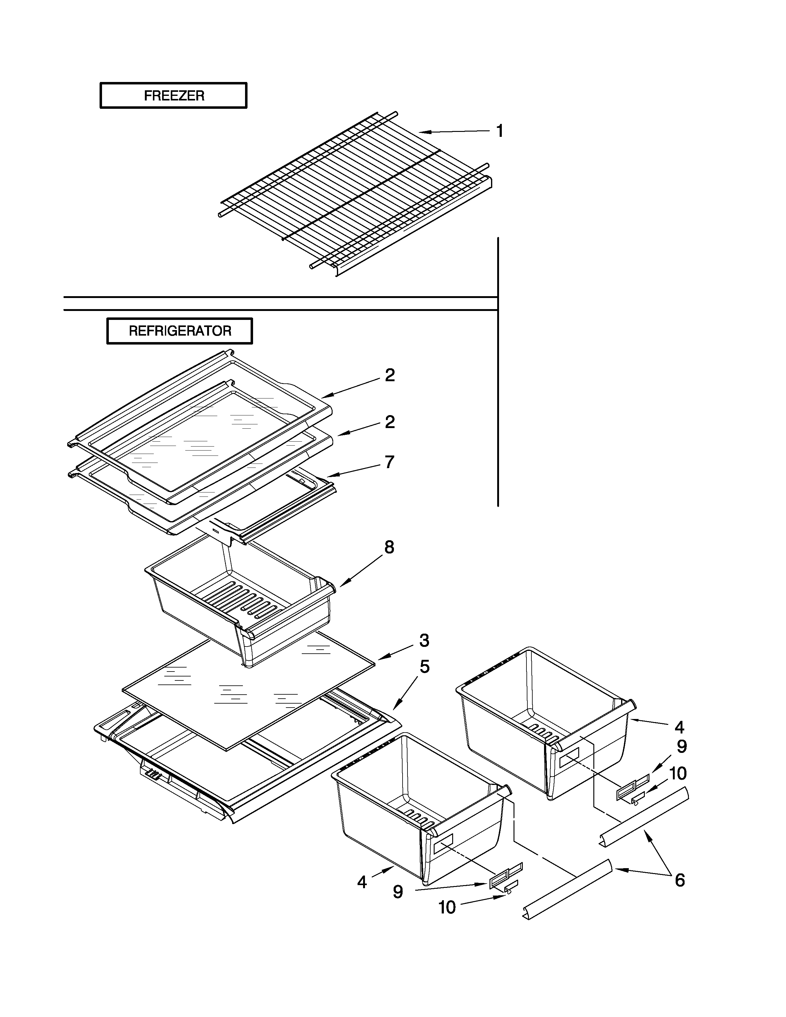 Kenmore 10660522900 shelf parts diagram