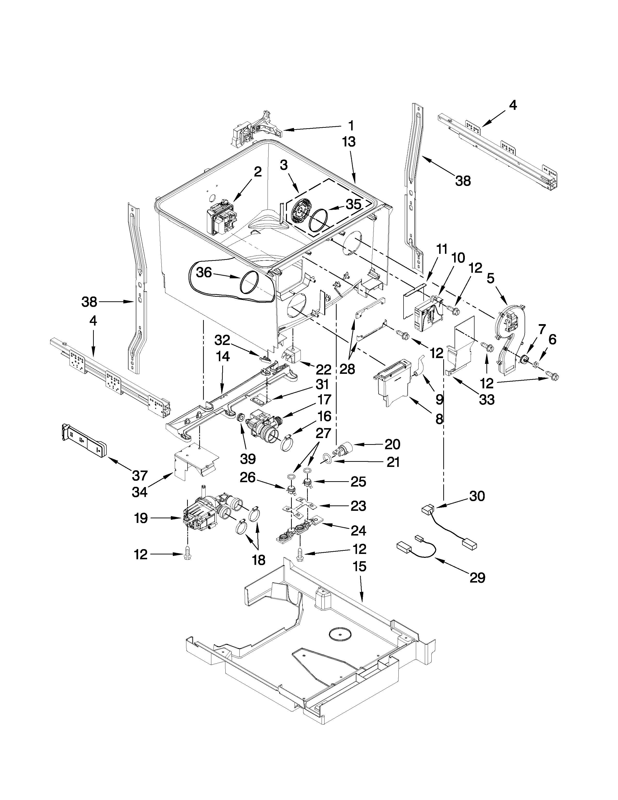 Kenmore Elite 665133295 tub parts diagram