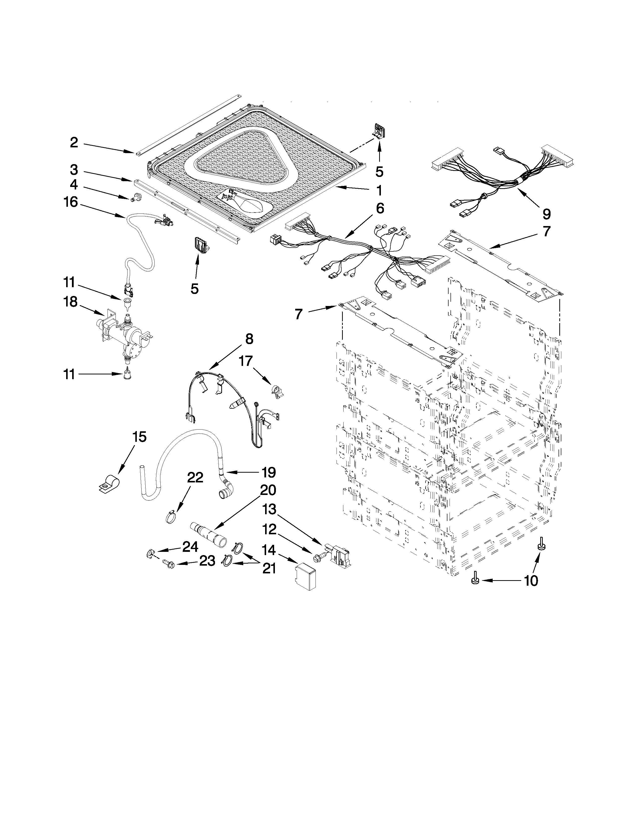 Kenmore Elite 665133295 frame and lid parts diagram