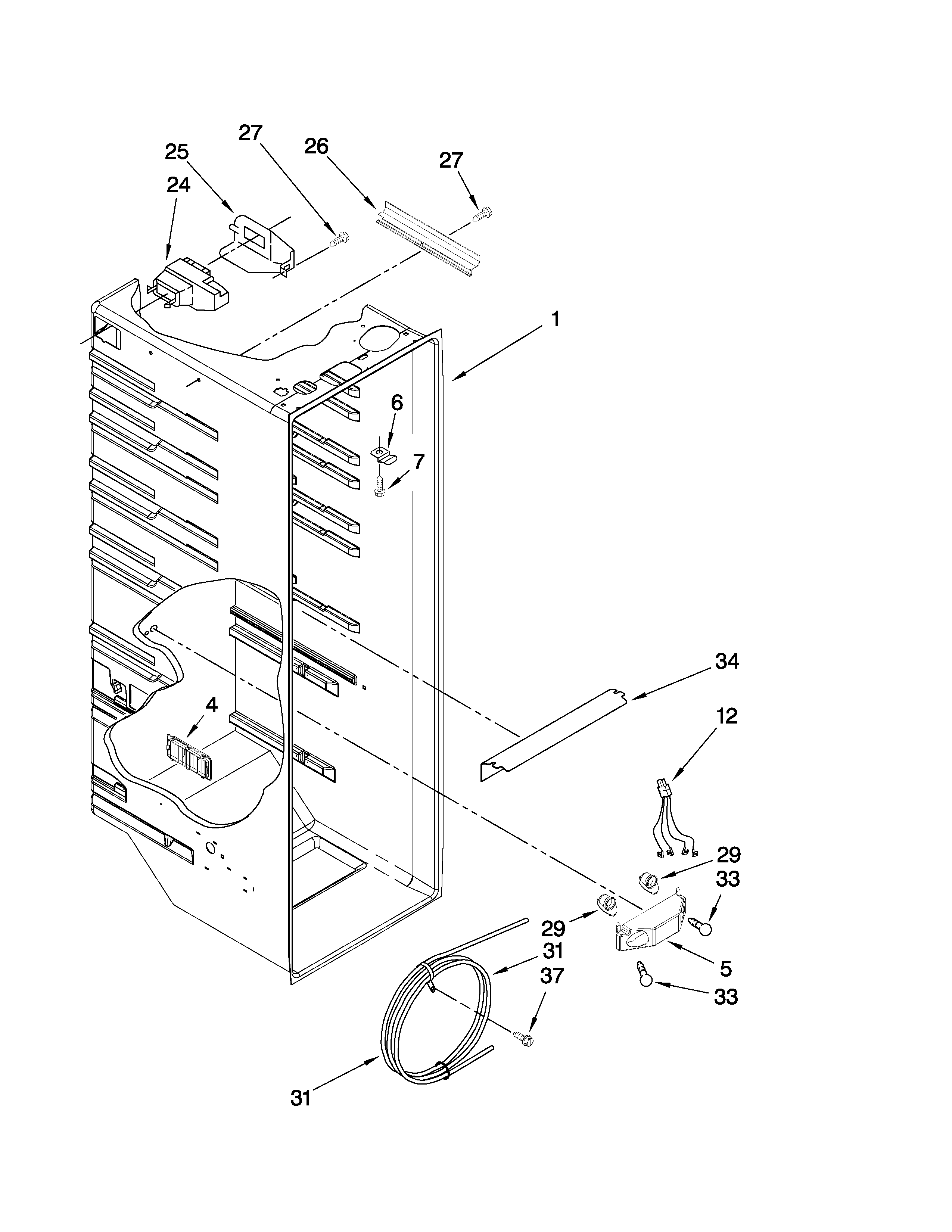 Kenmore 10657943700 refrigerator liner parts diagram