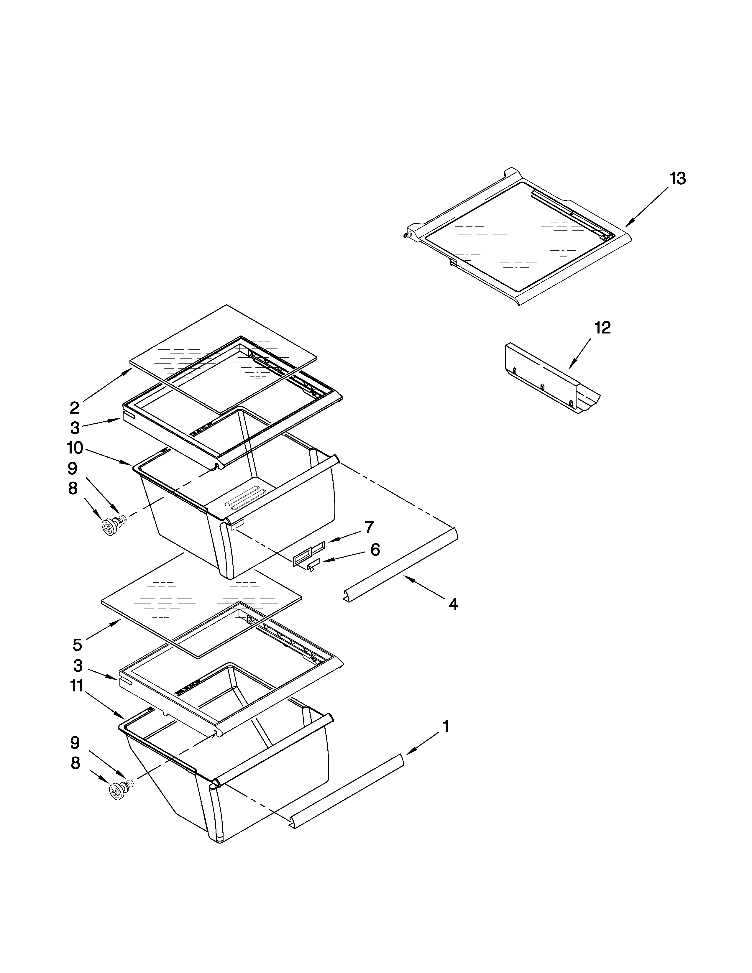 Kenmore 10657943700 refrigerator shelf parts diagram