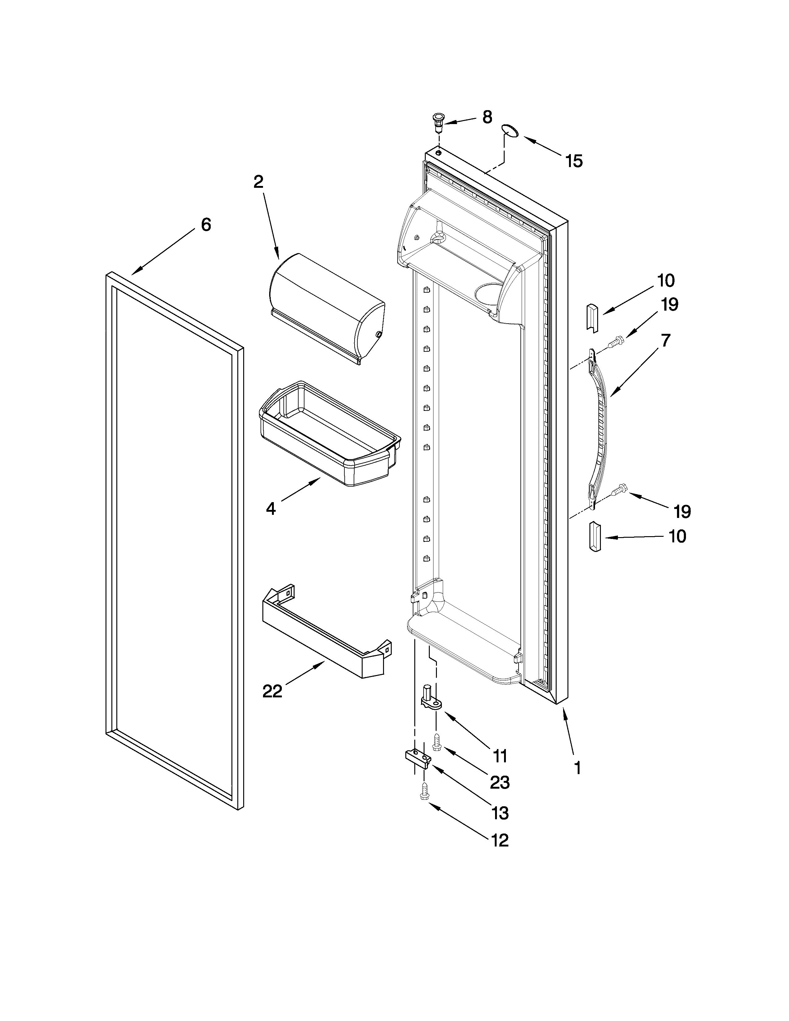 Kenmore 10657943700 refrigerator door parts diagram