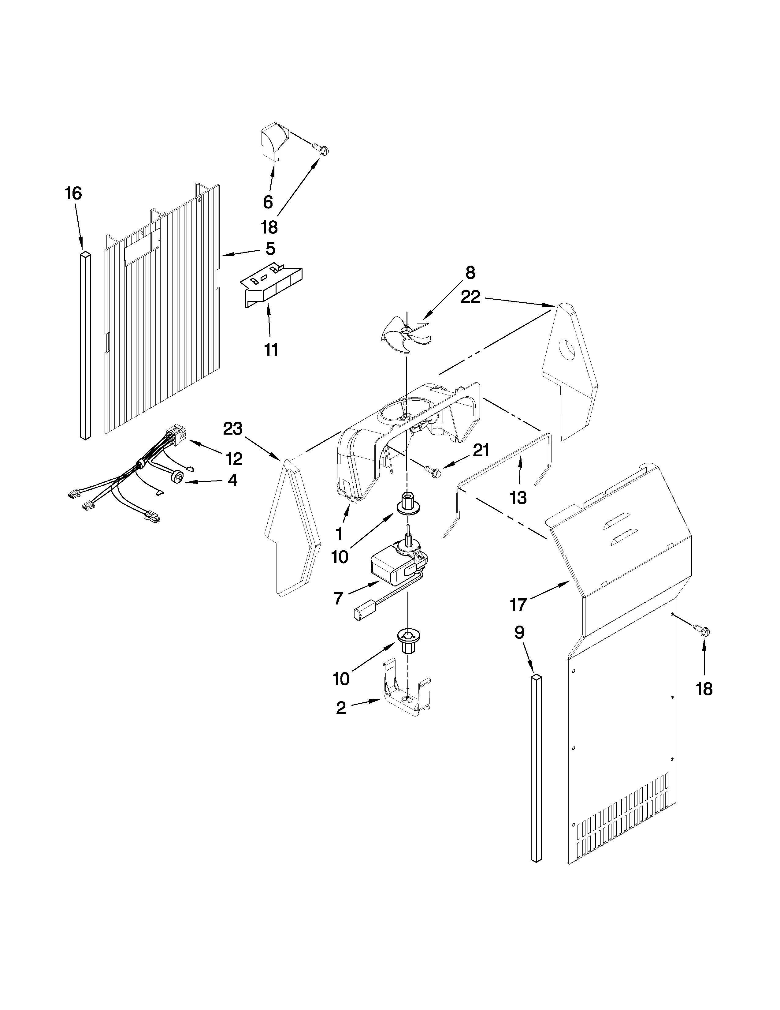 Kenmore 10657943700 air flow parts diagram