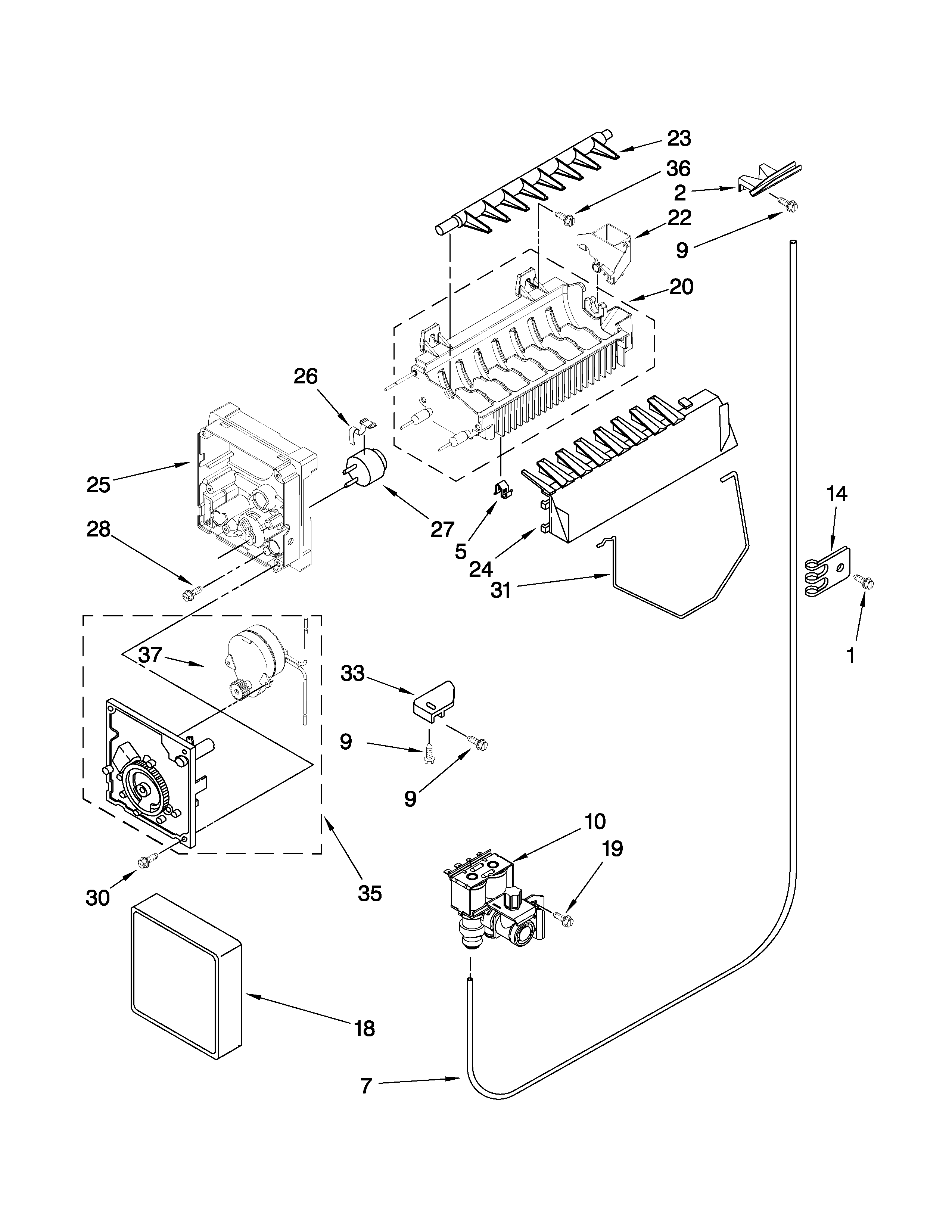 Kenmore 10657943700 icemaker parts diagram