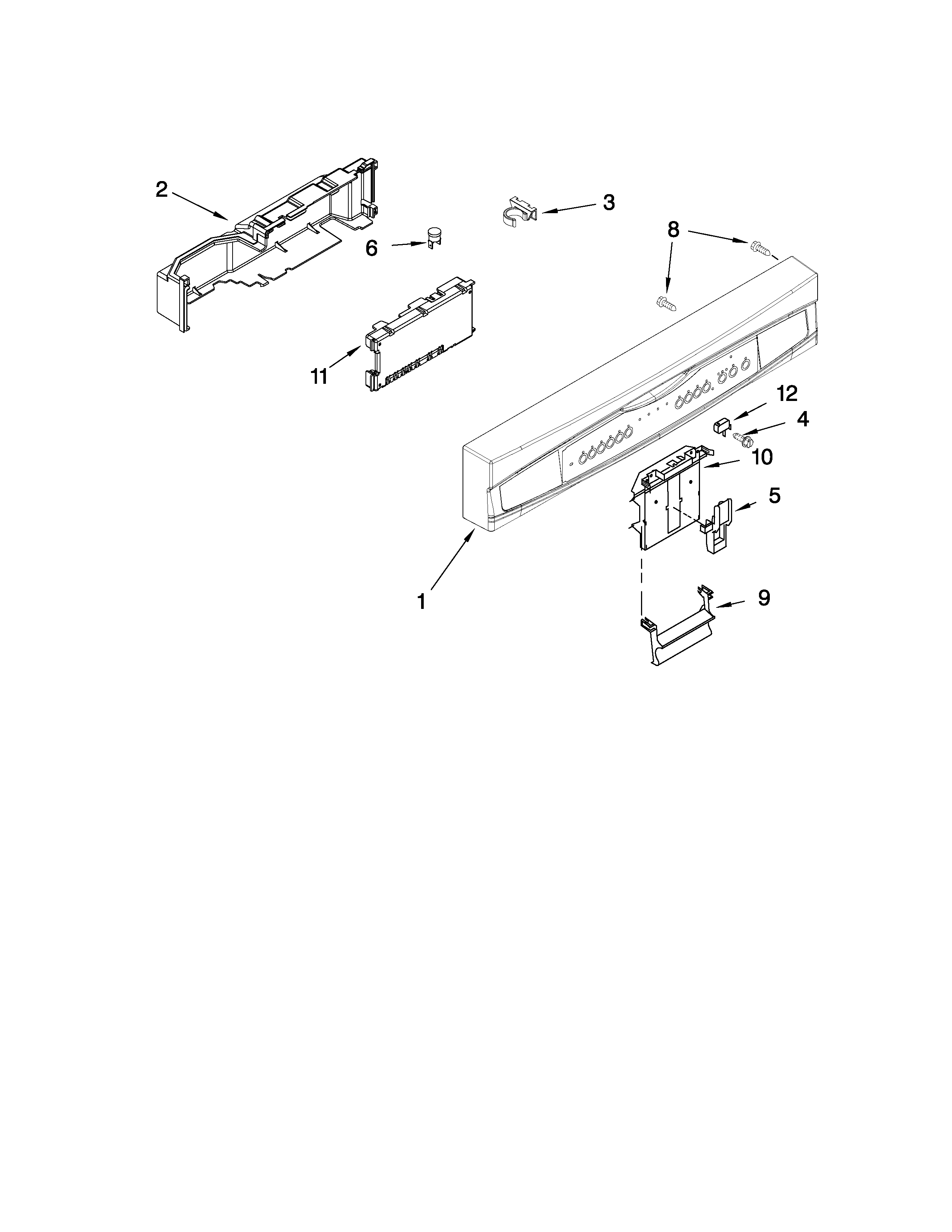 Kenmore 66513749K601 control panel and latch parts diagram