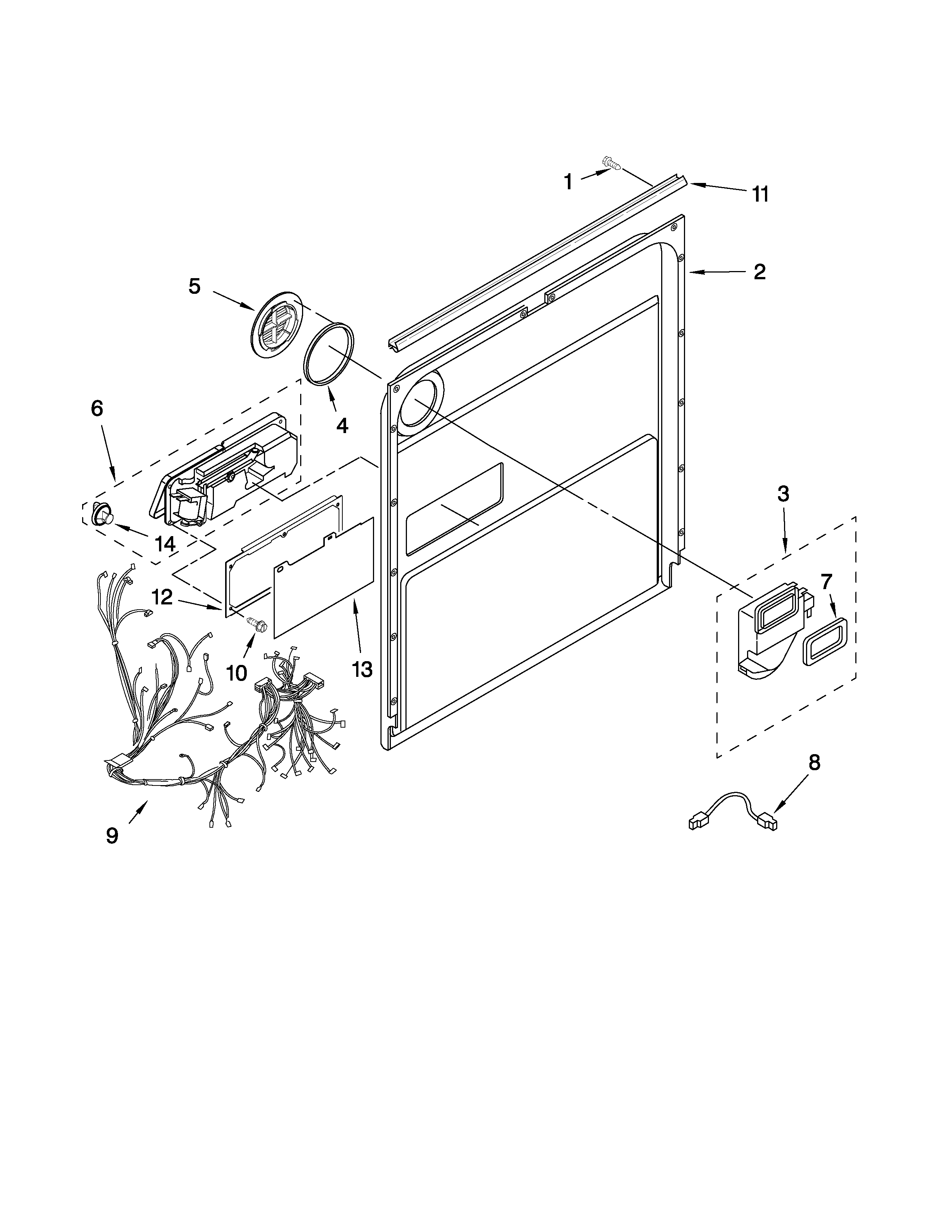 Kenmore 66513749K601 inner door parts diagram