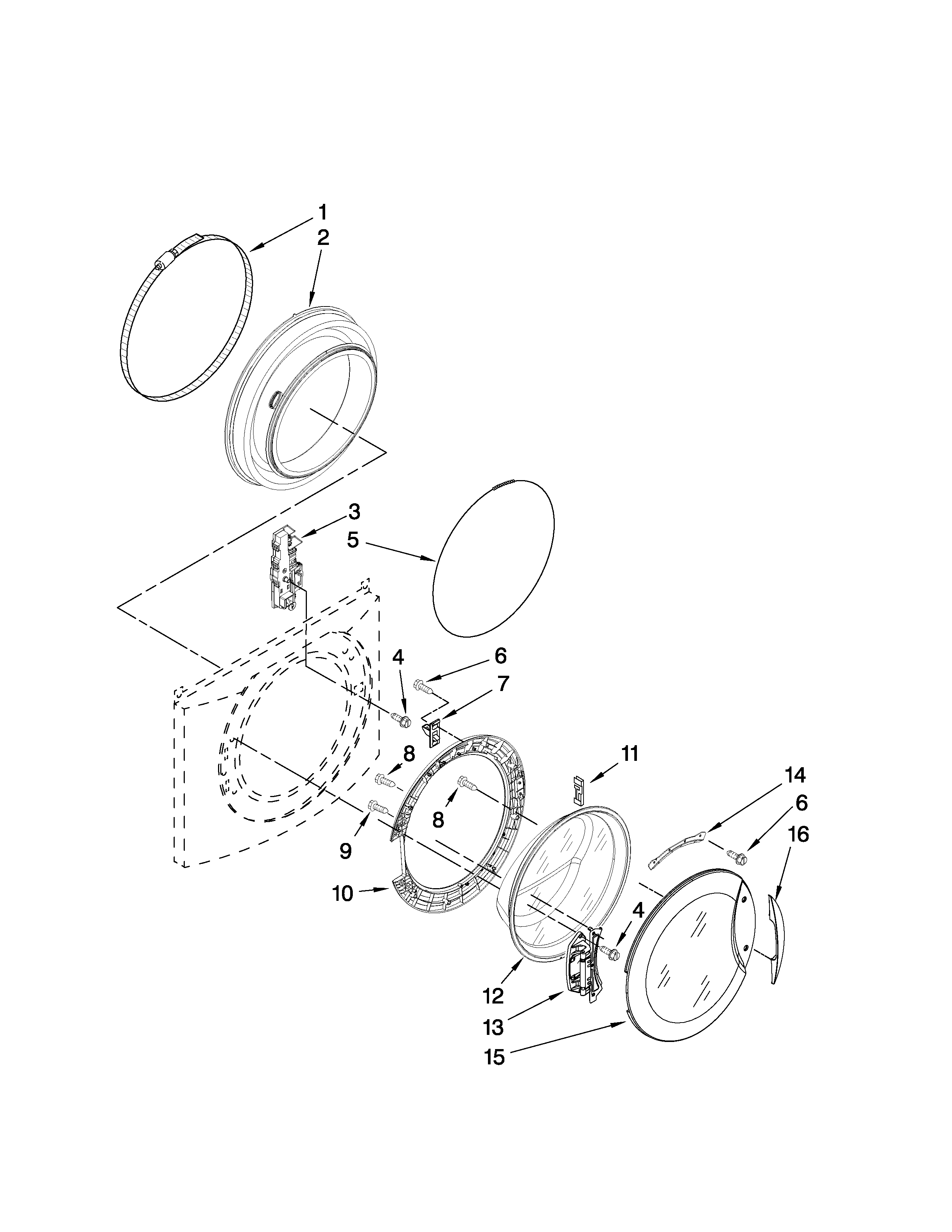 Kenmore Elite 11047789700 door and latch parts diagram