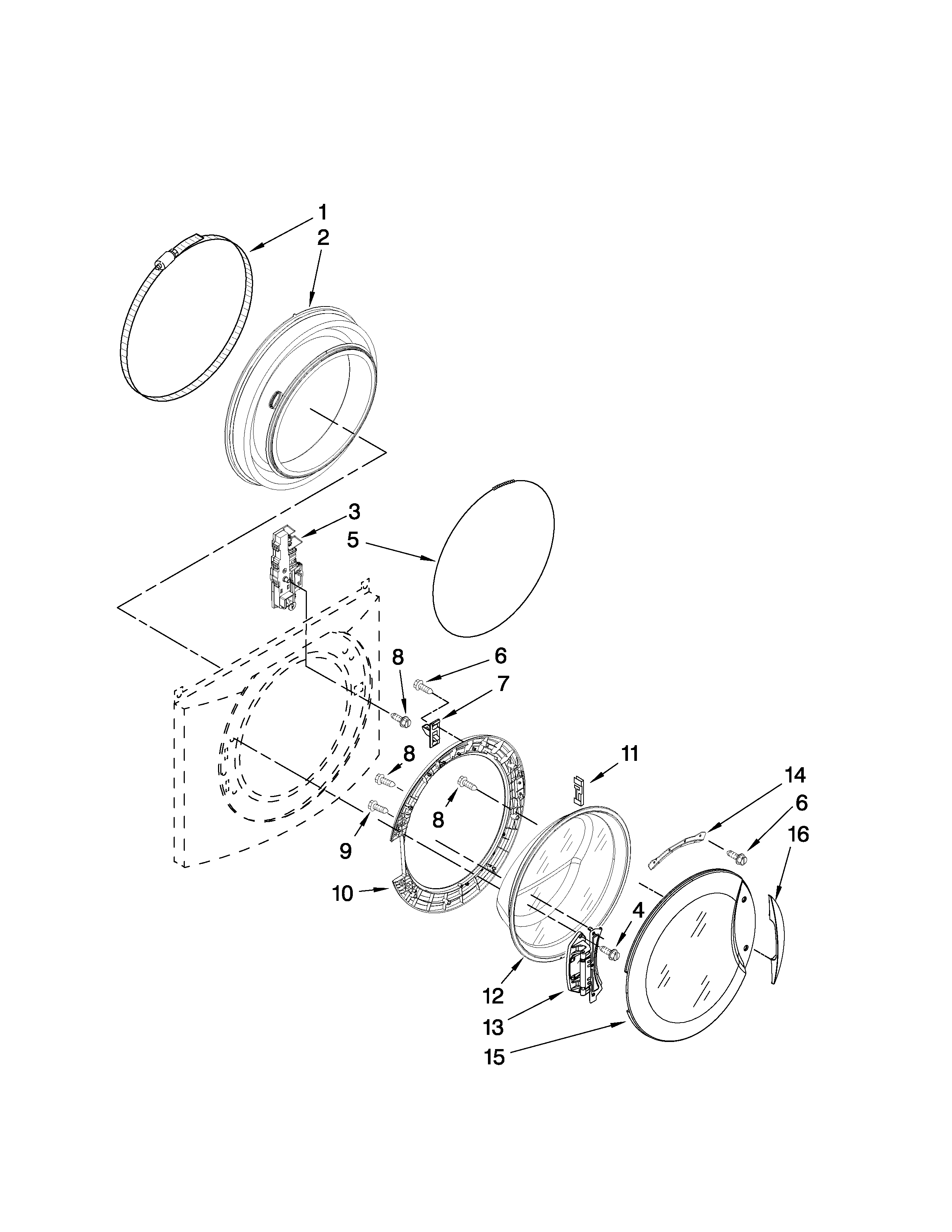 Kenmore Elite 11046742702 door and latch parts diagram