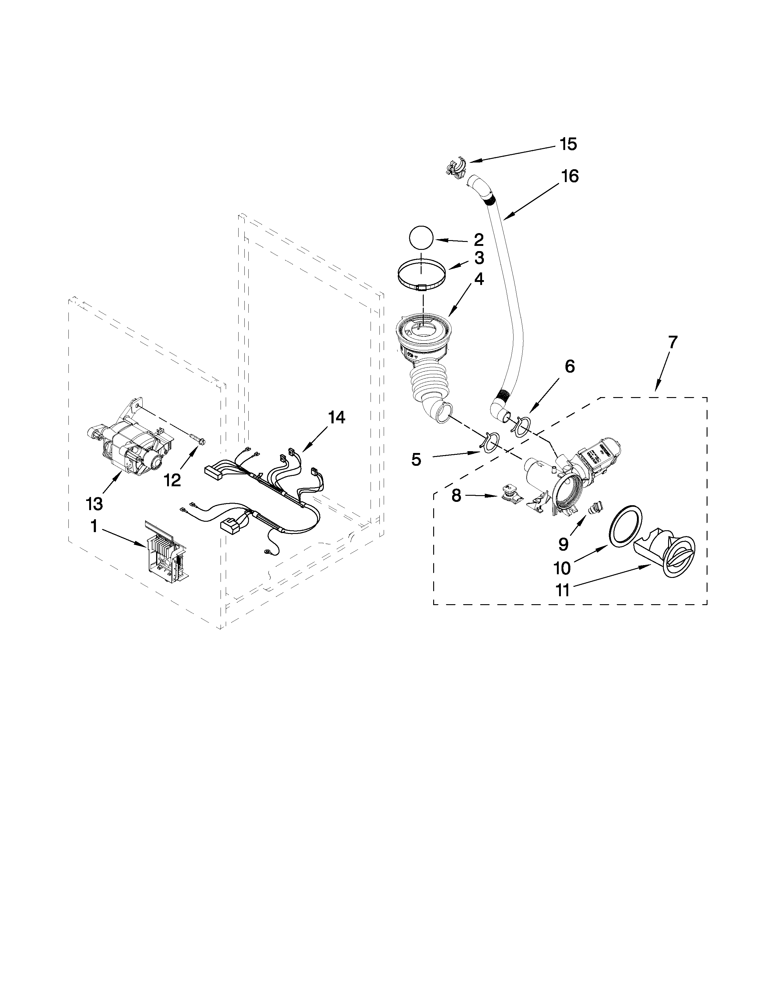 Kenmore Elite 11046757802 pump and motor parts diagram