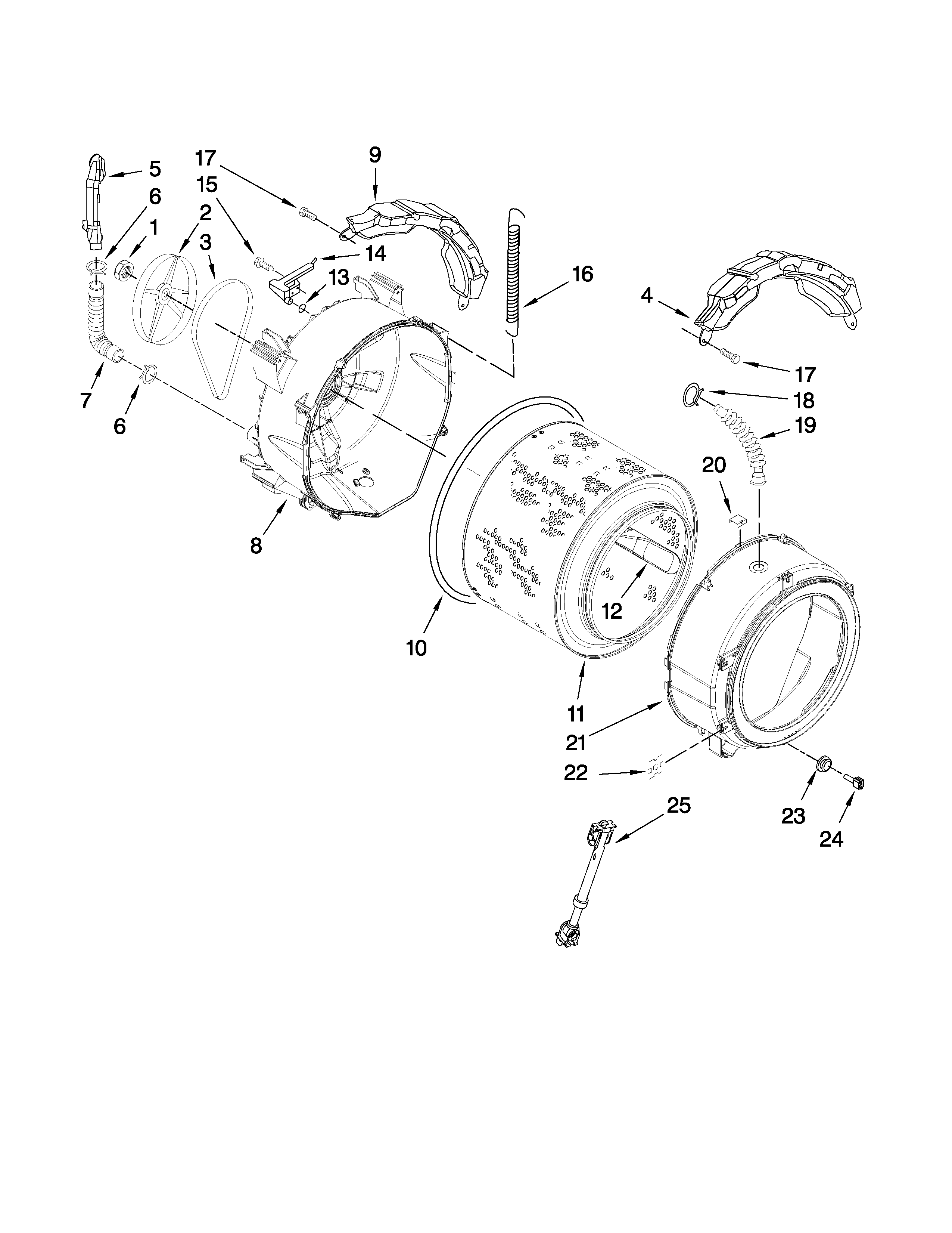 Kenmore Elite 11047882702 tub and basket parts diagram