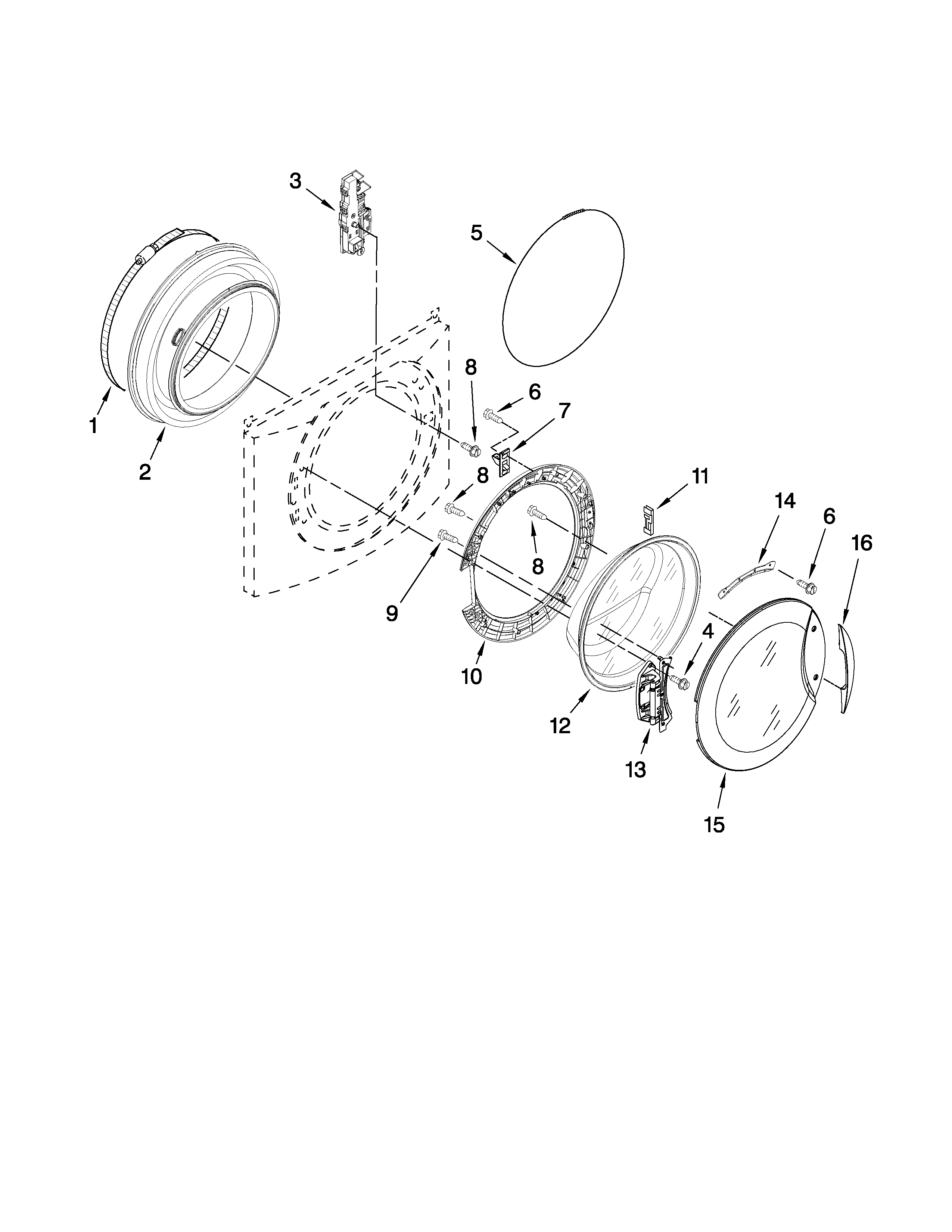 Kenmore Elite 11047882703 door and latch parts diagram