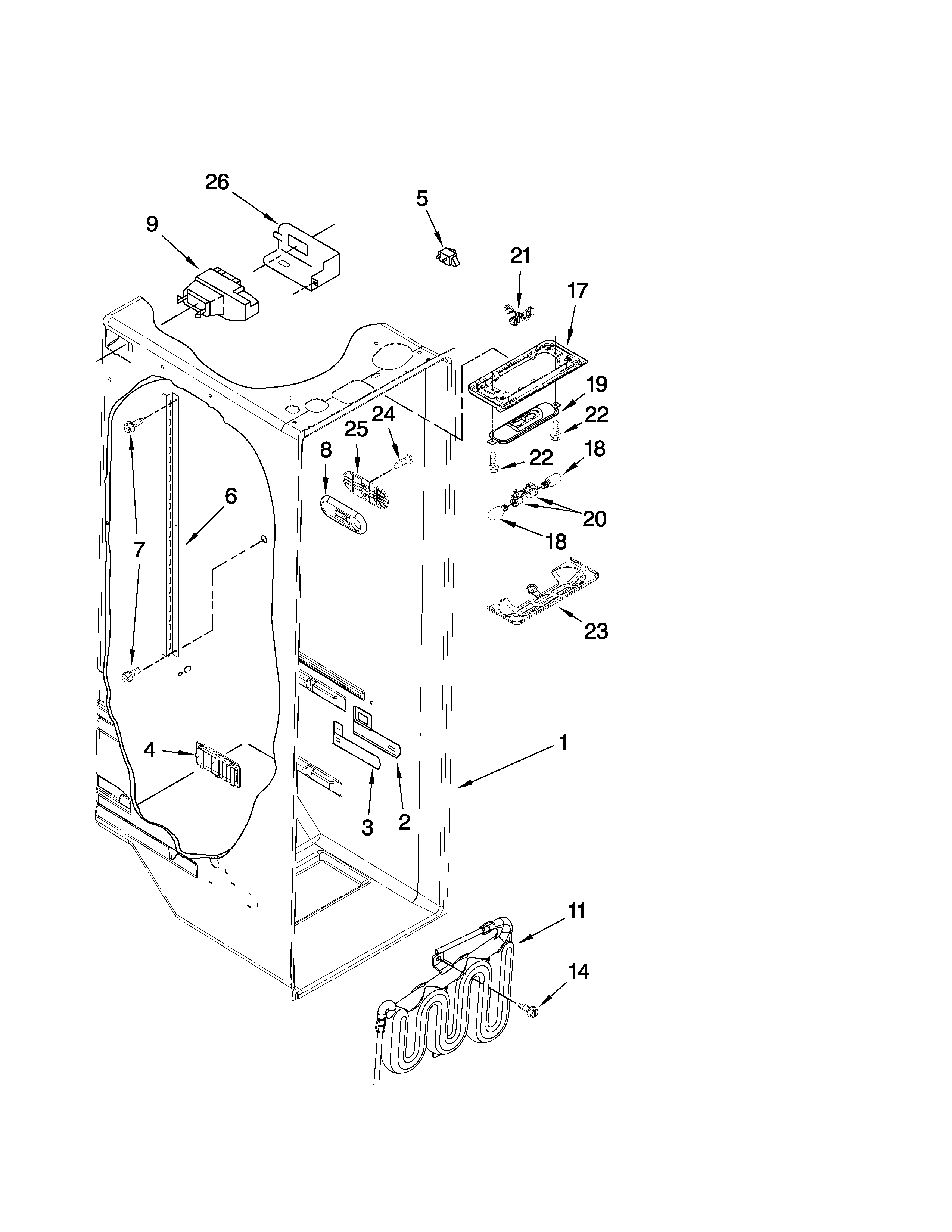 Kenmore Elite 10654789802 refrigerator liner parts diagram
