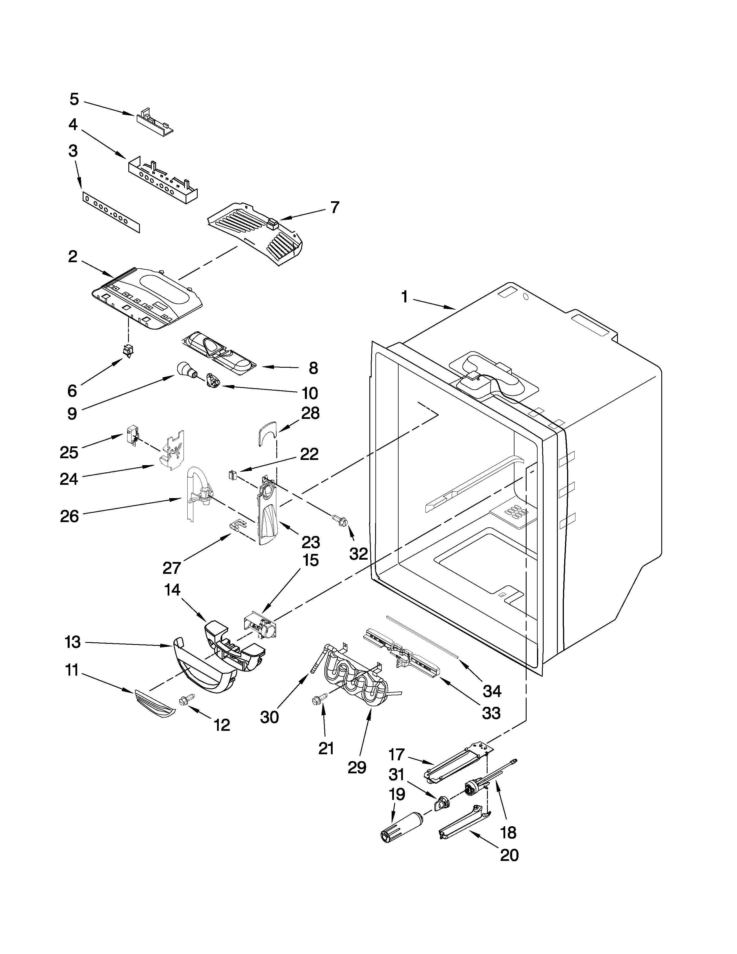 Kenmore Elite 59677599802 refrigerator liner parts diagram