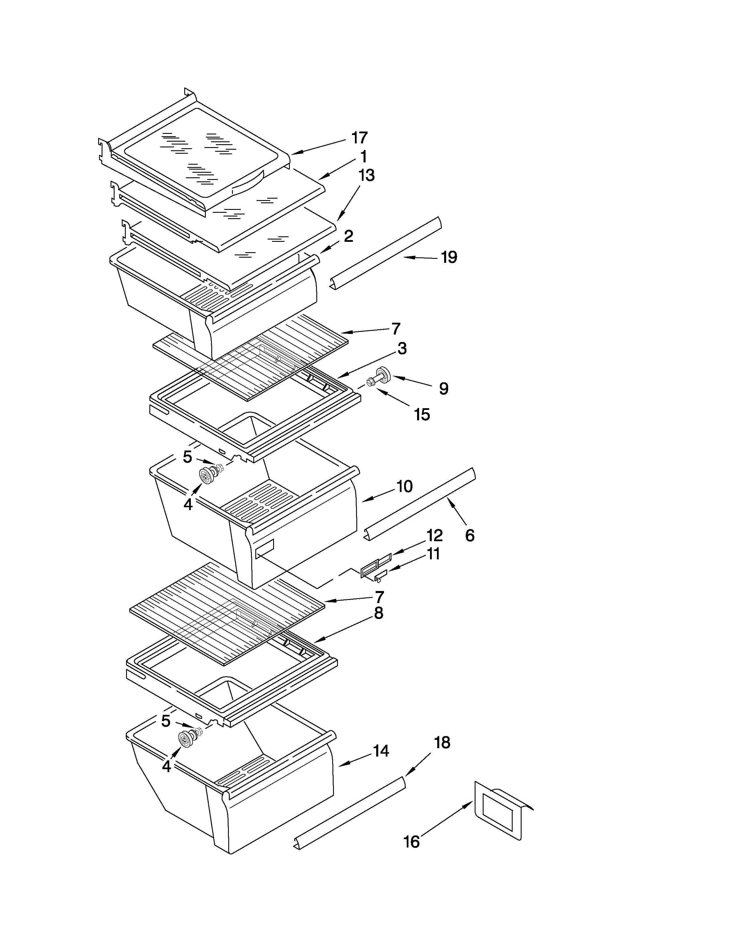 Kenmore Elite 10654796803 refrigerator shelf parts diagram