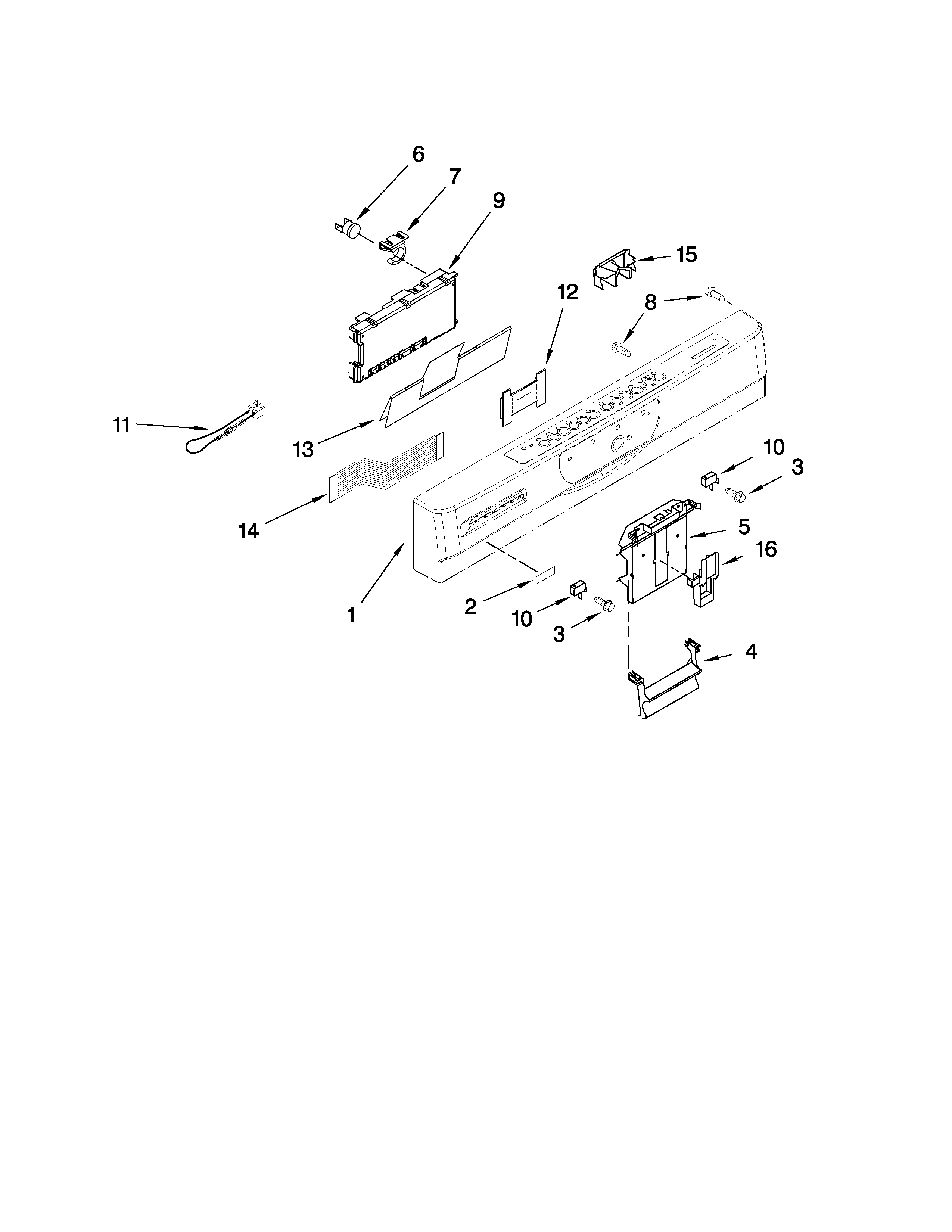 Kenmore Elite 66577979K702 control panel and latch parts diagram