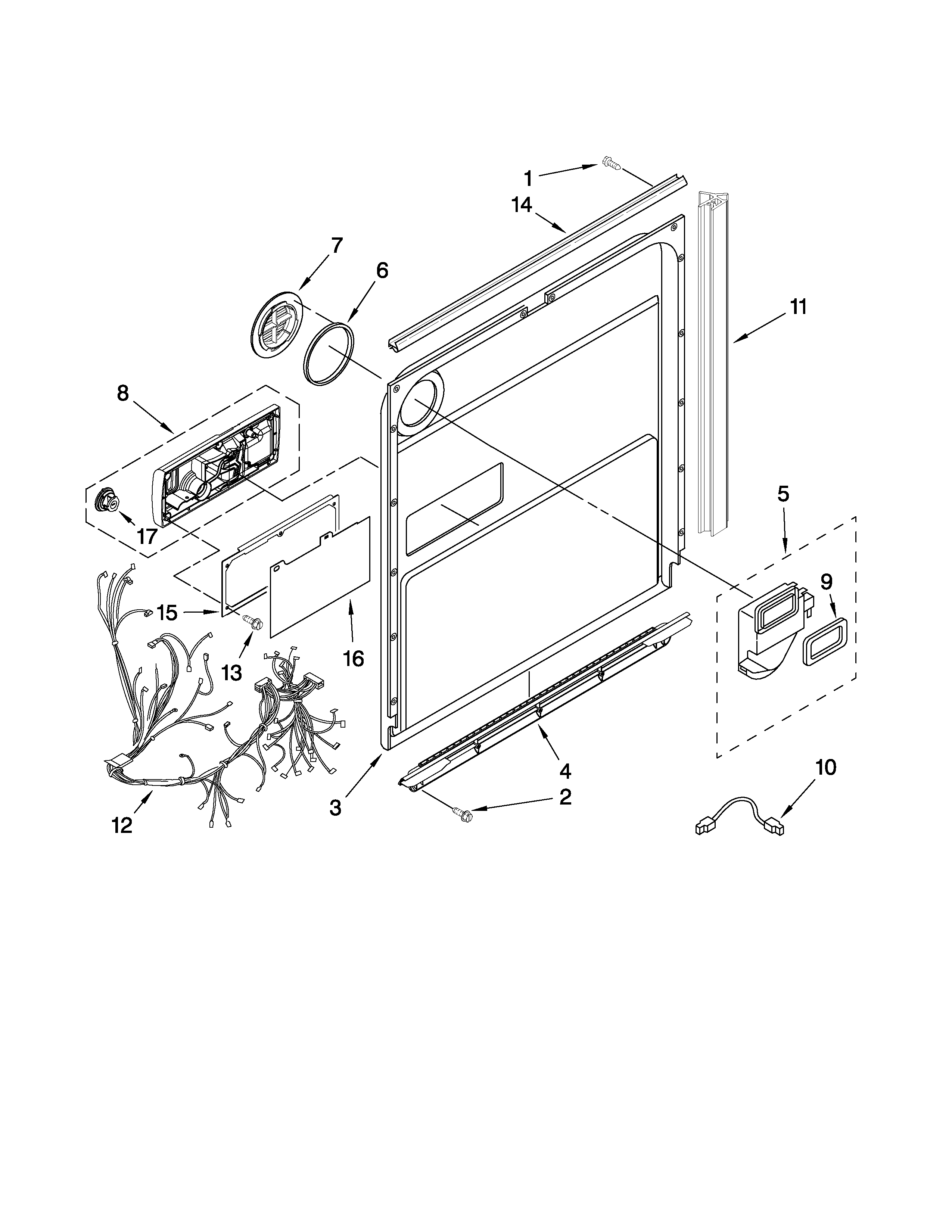 Kenmore Elite 66577979K702 inner door parts diagram