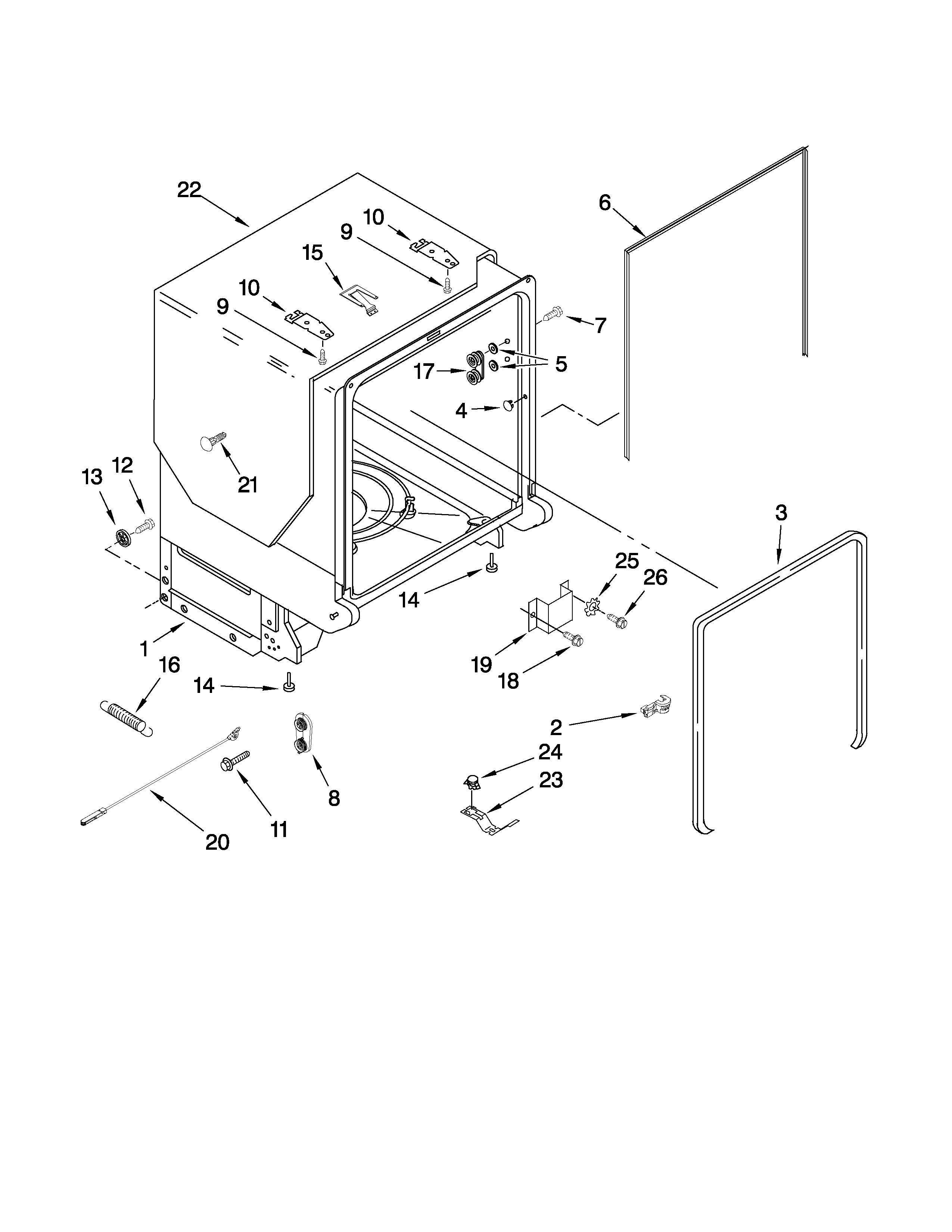 Kenmore Elite 66577979K702 tub and frame parts diagram