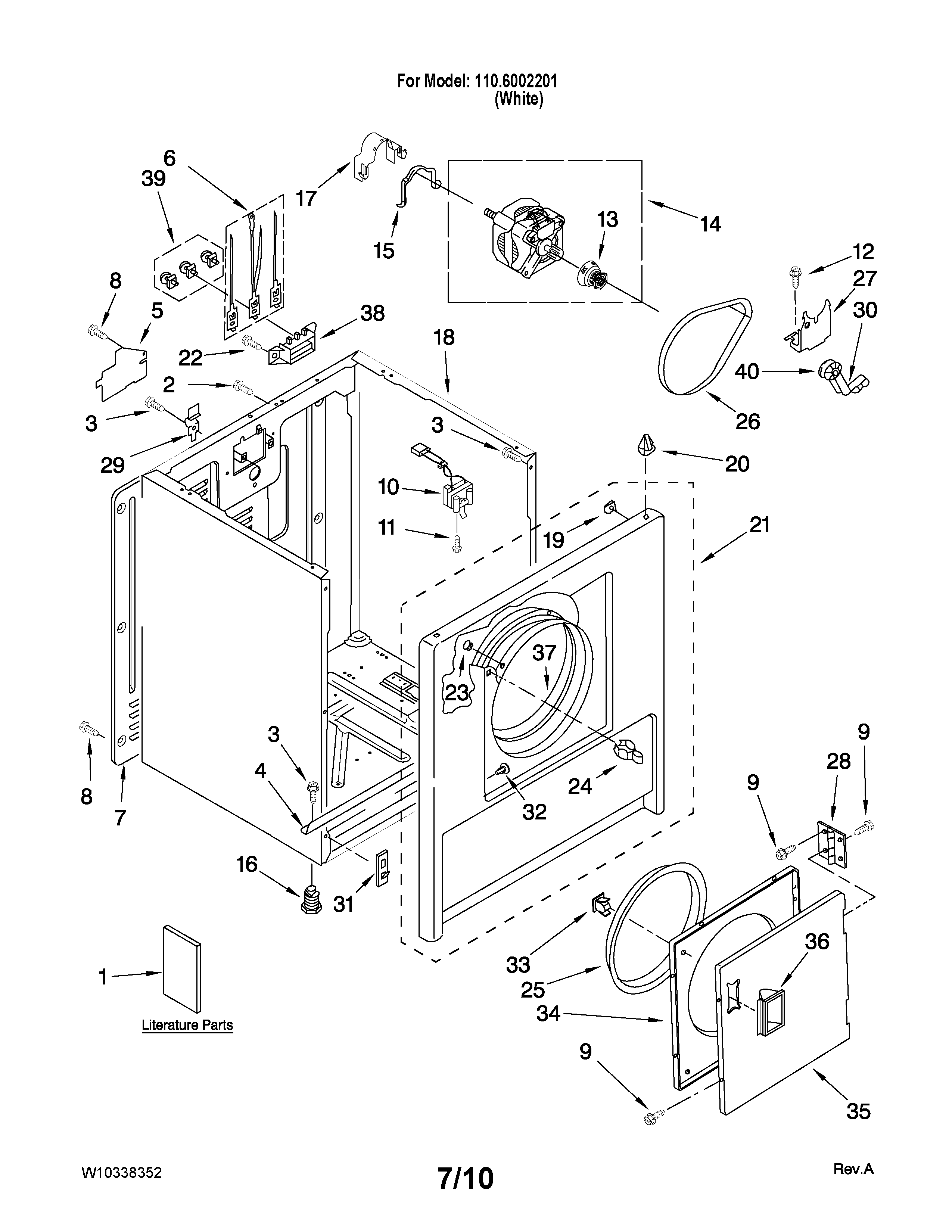 Kenmore 11060022010 cabinet parts diagram
