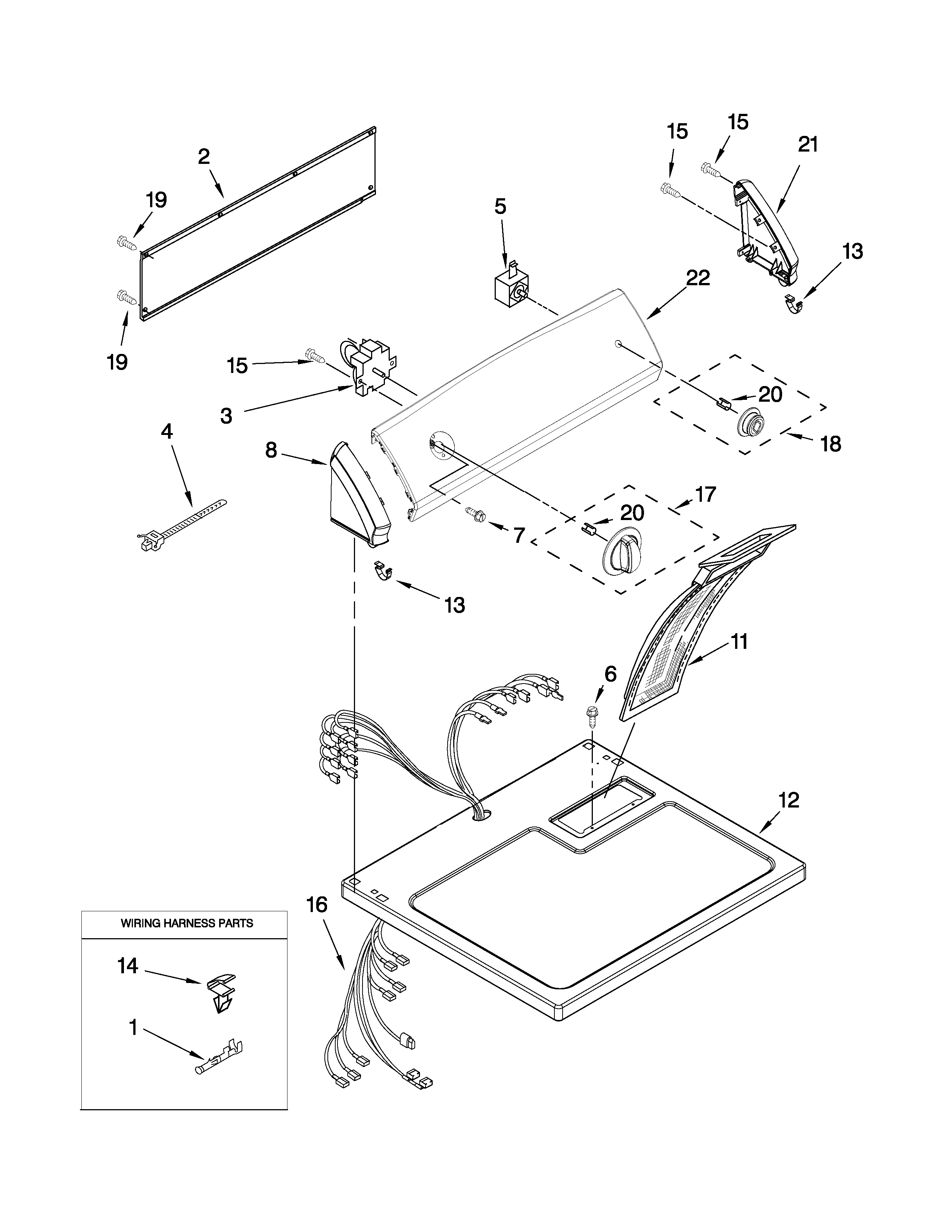 Kenmore 11060022010 top and console parts diagram