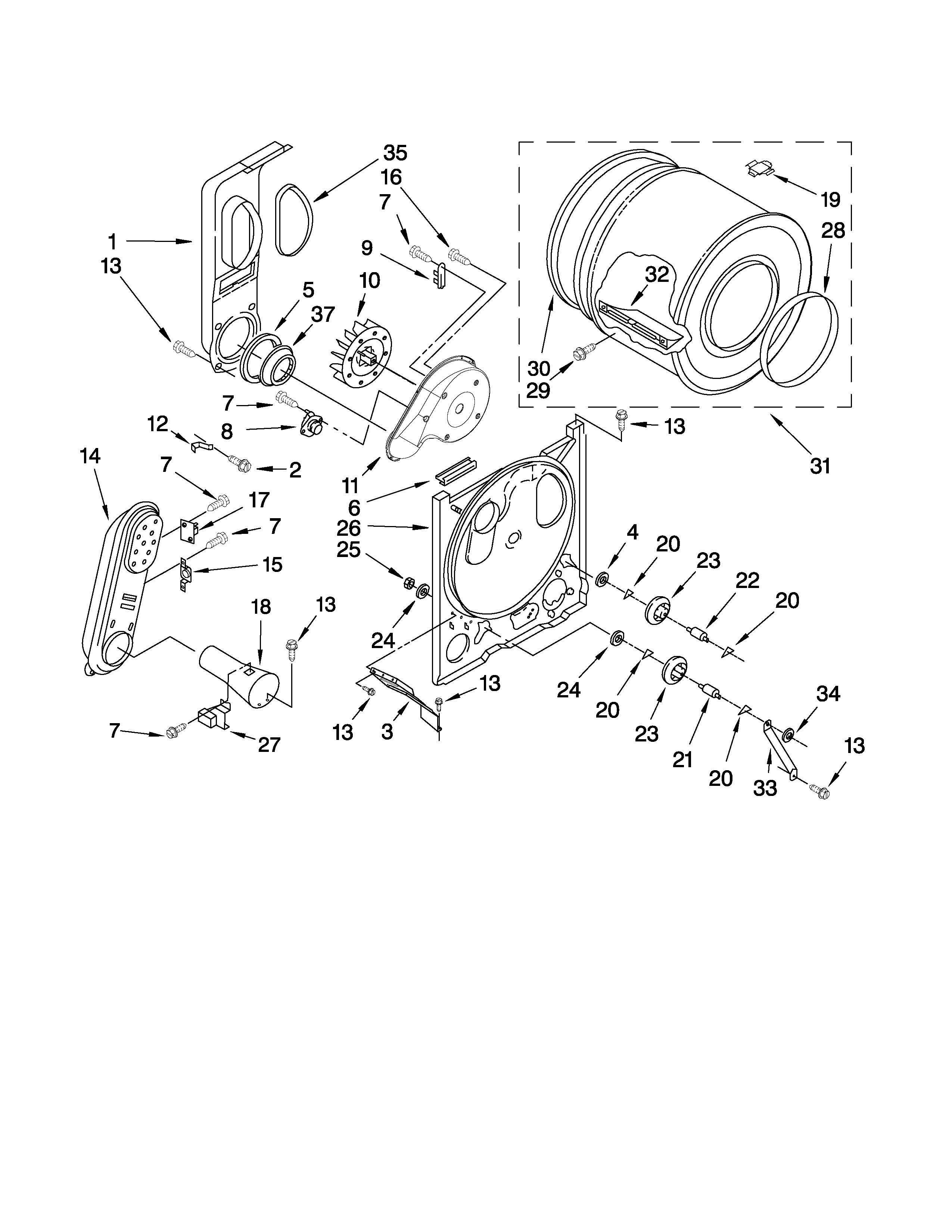 Kenmore 11070022010 bulkhead parts diagram
