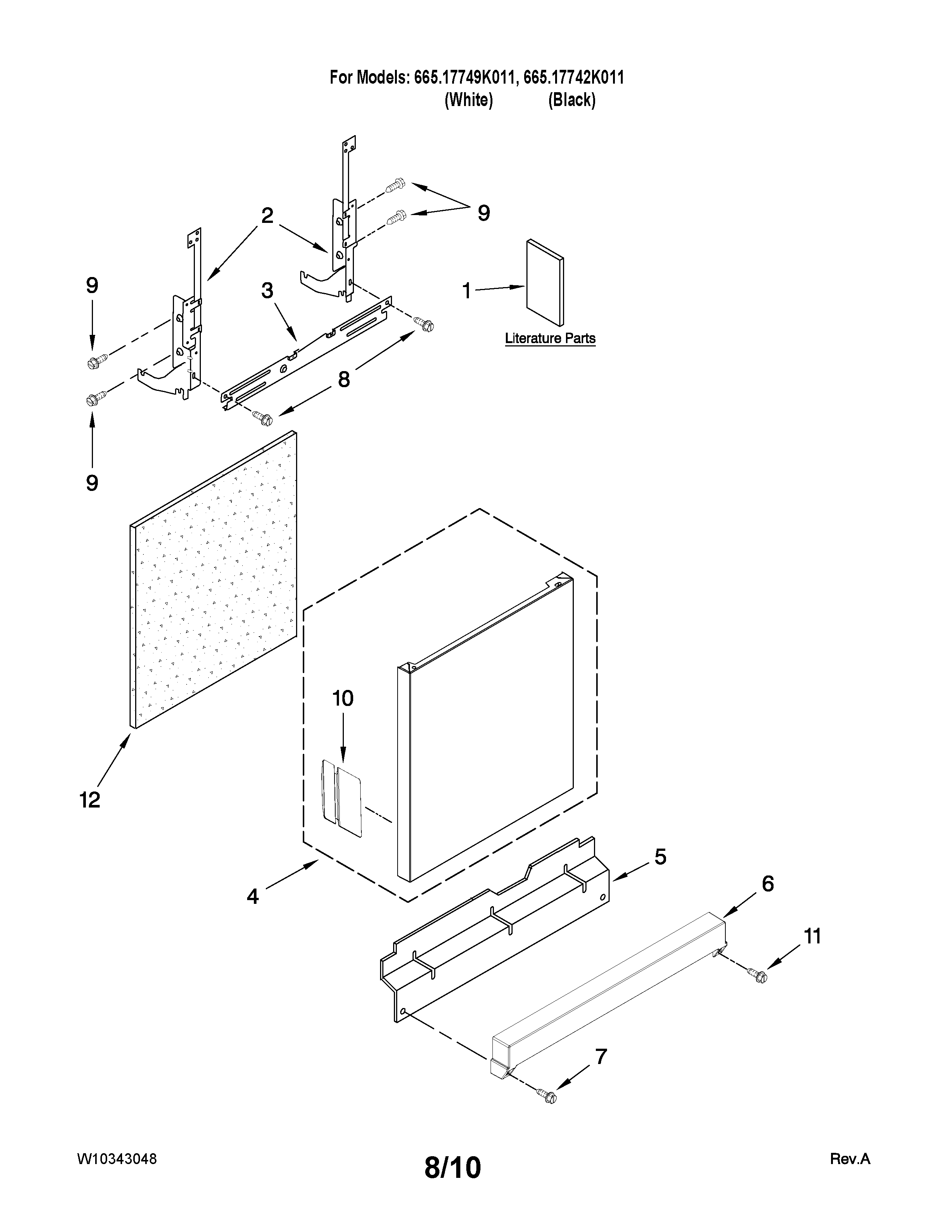 Kenmore 66517742K011 door and panel parts diagram