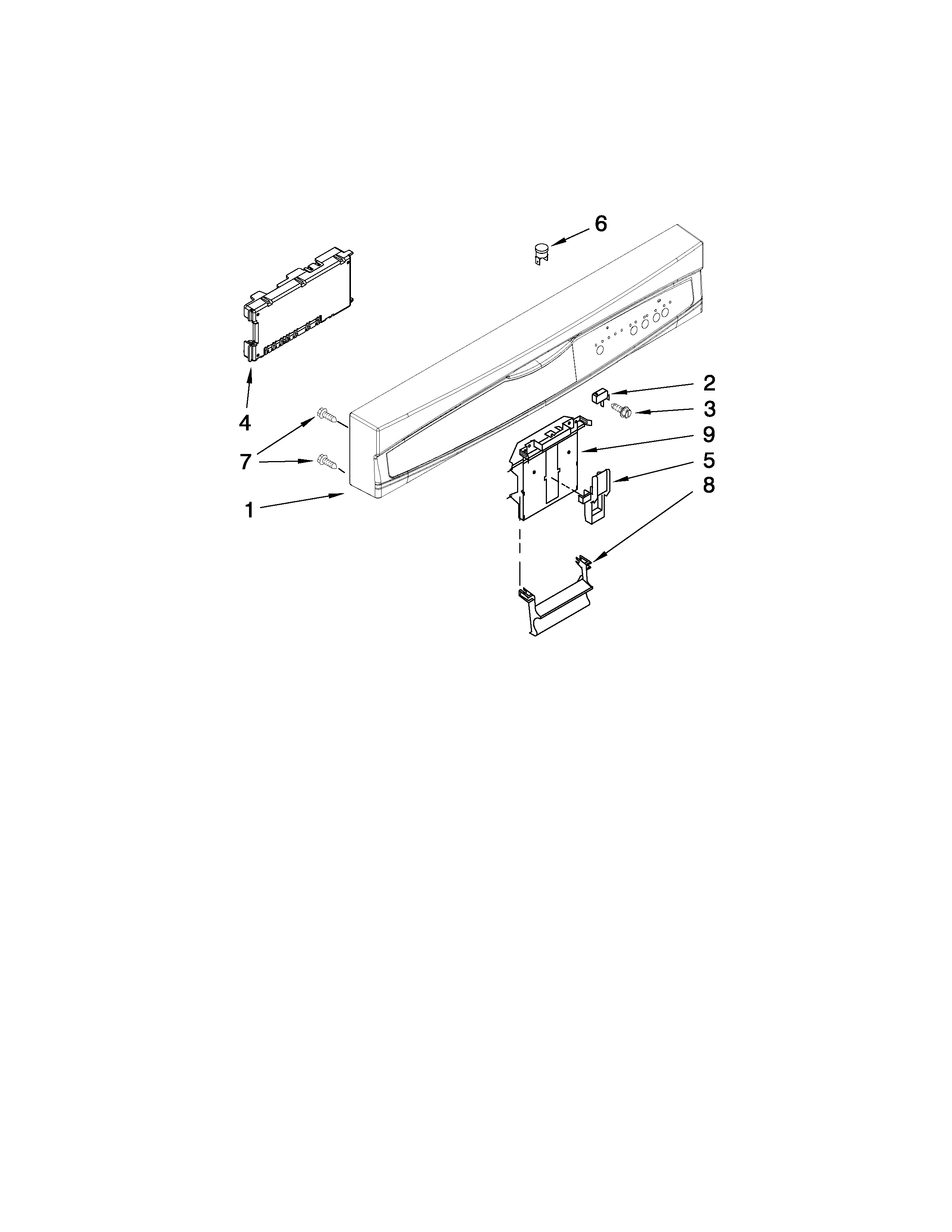 Kenmore 66517742K011 control panel and latch parts diagram