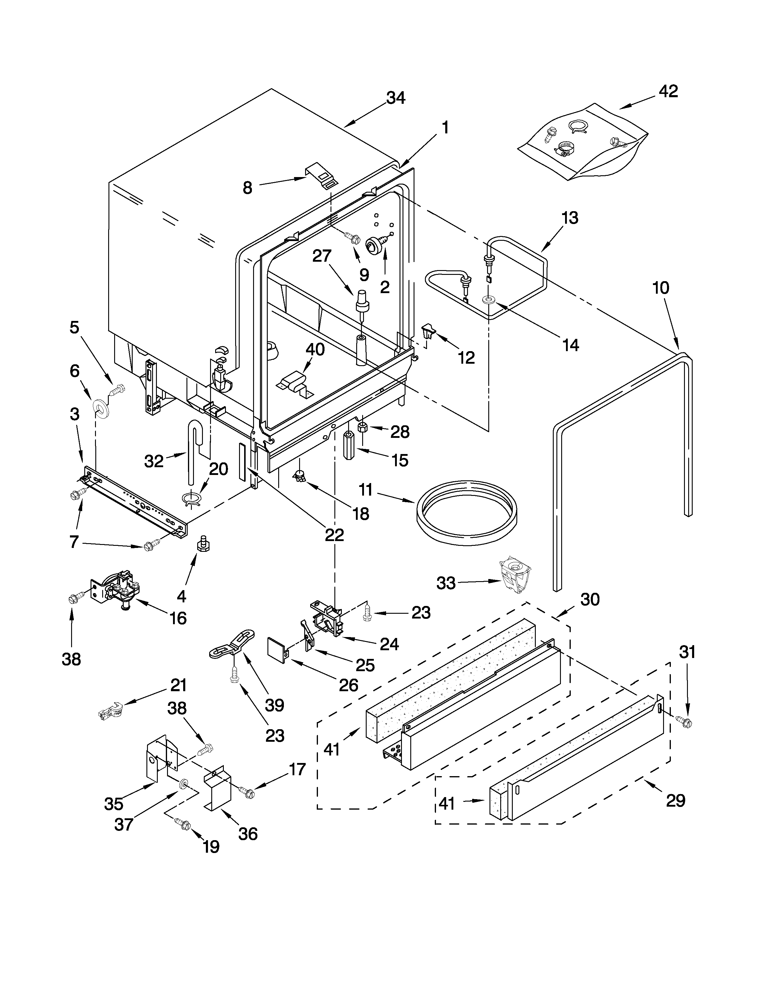 Kenmore 66513409K901 tub assembly parts diagram