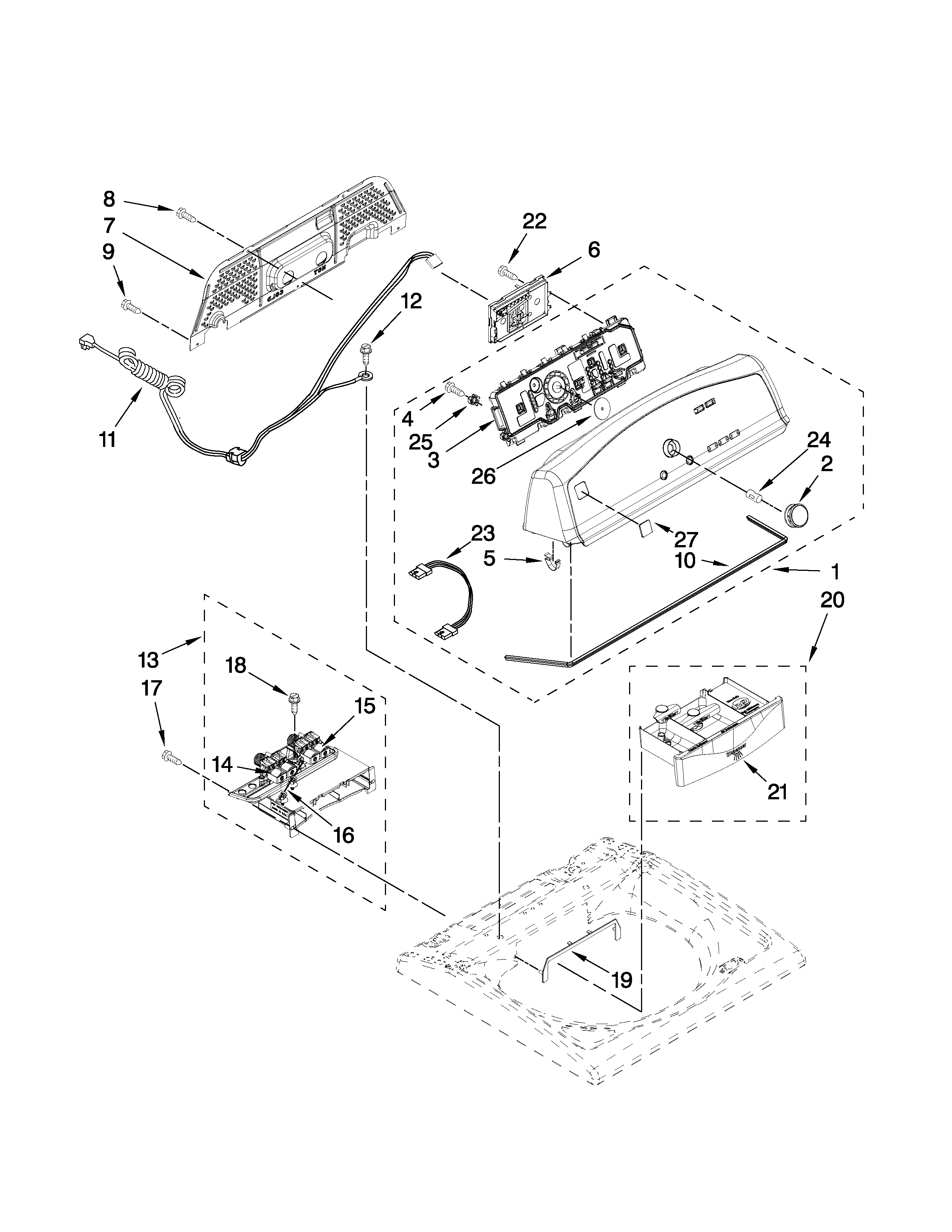Kenmore 11026002010 console and dispenser parts diagram