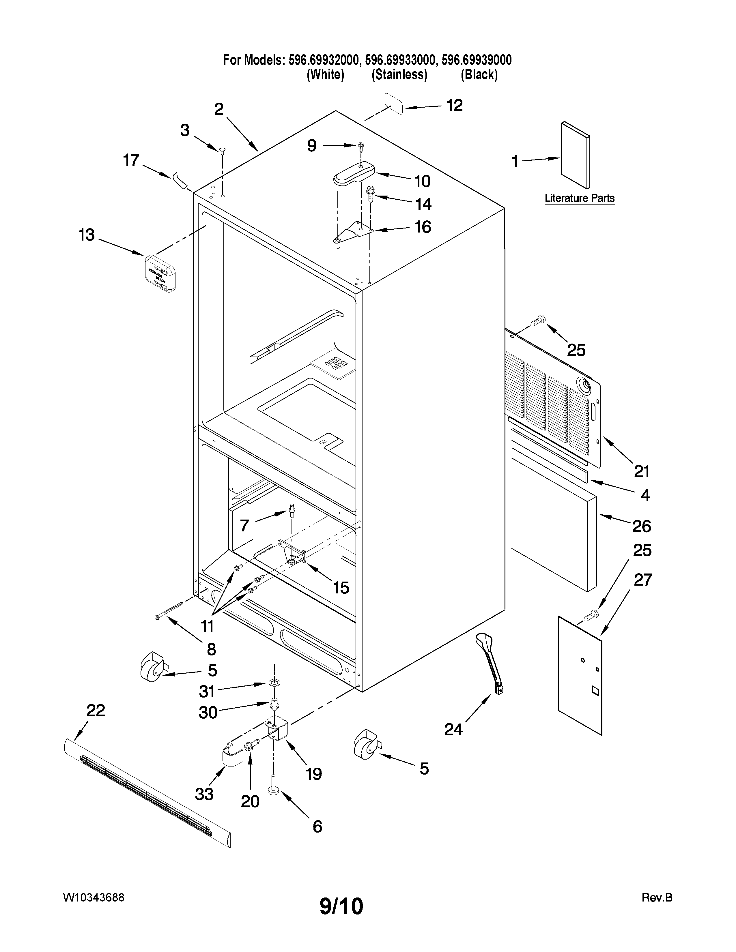 Kenmore 59669939000 cabinet parts diagram
