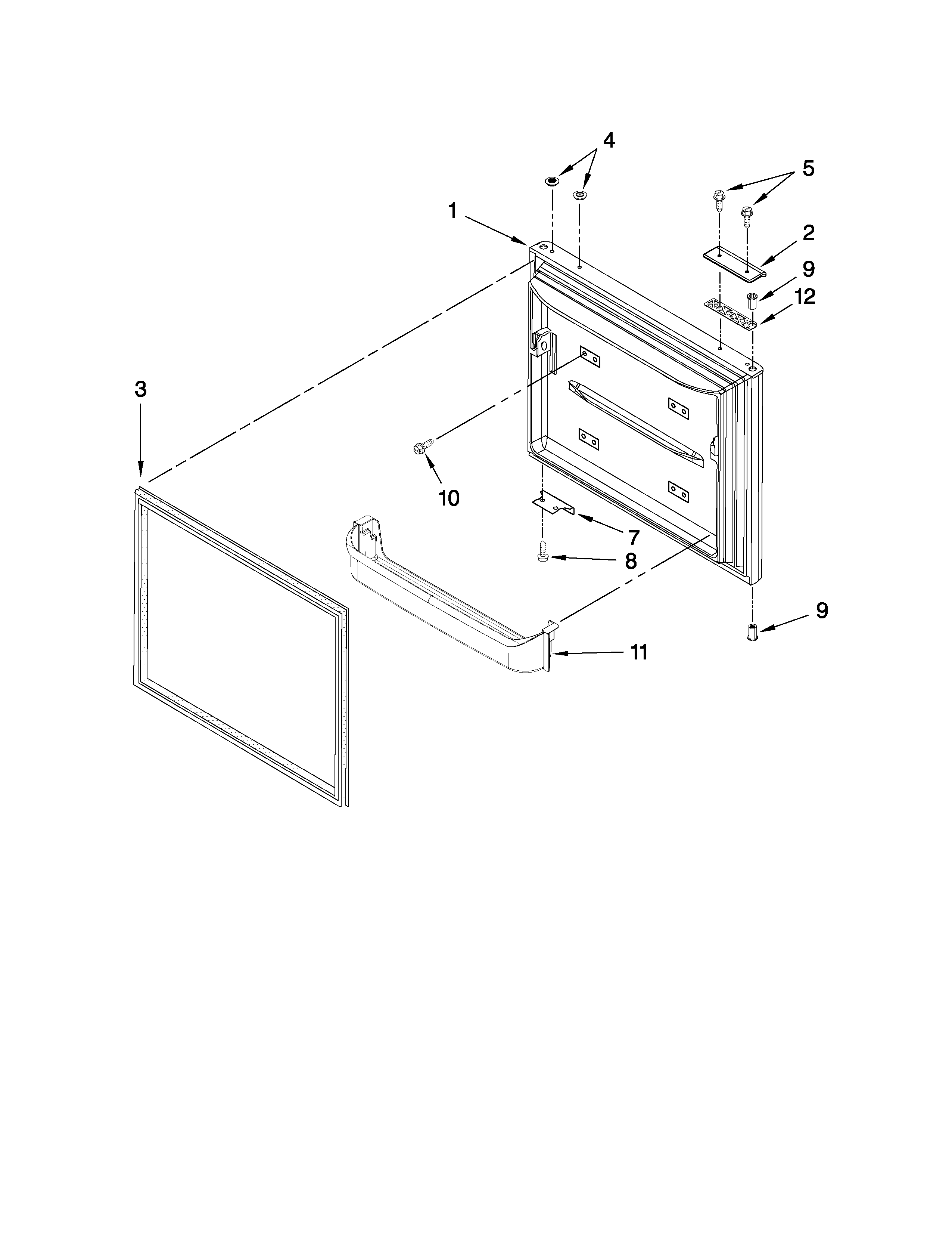 Kenmore 59669939000 freezer door parts diagram